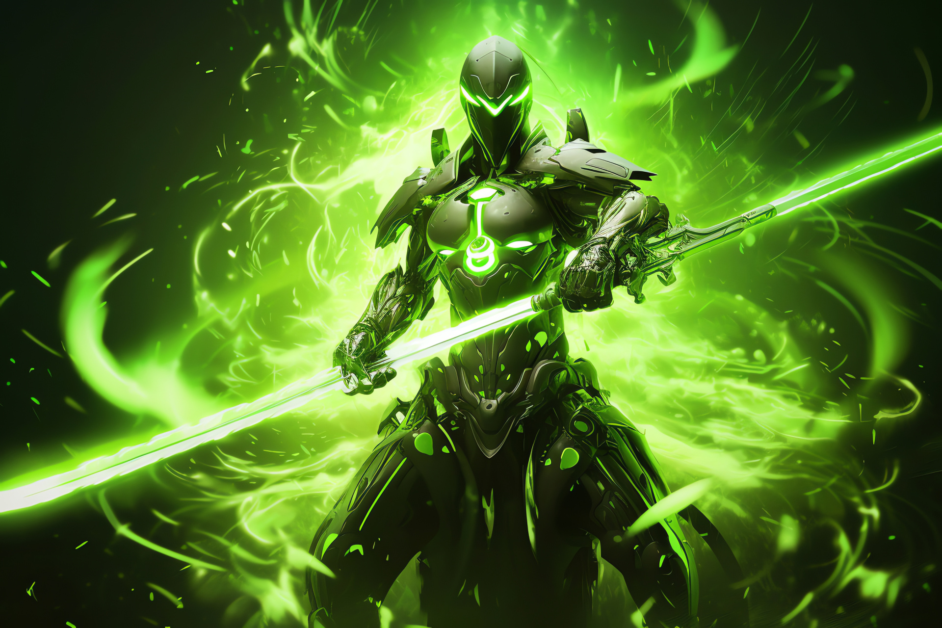 Overwatchs Genji, Cyborg ninja, Swift strike, Shuriken weaponry, Sci-fi combat, HD Desktop Wallpaper