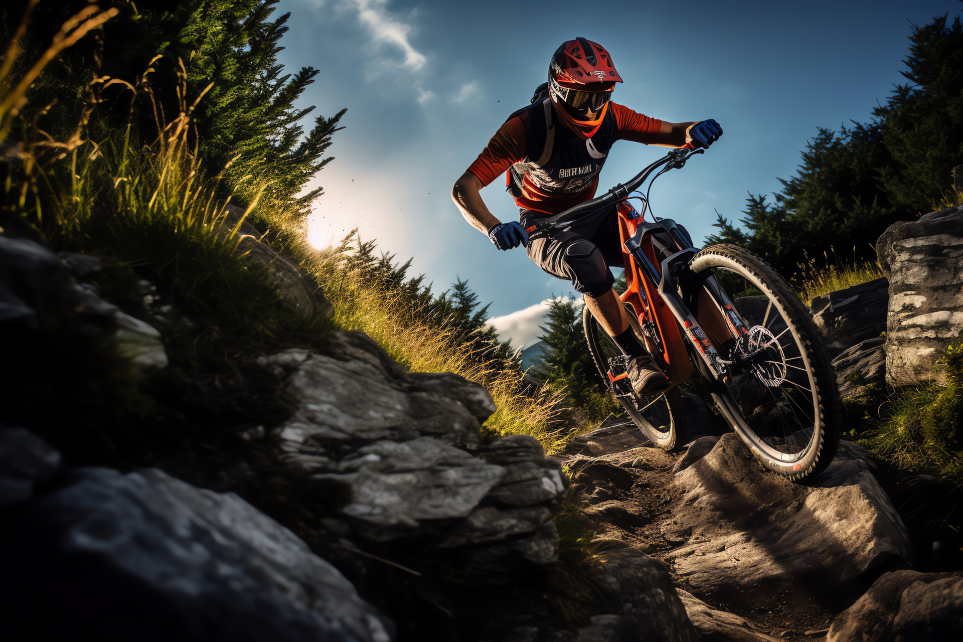 French Alps mountain biking, Loic Bruni, Downhill competition, Natural obstacles, Alpine vista, HD Desktop Wallpaper