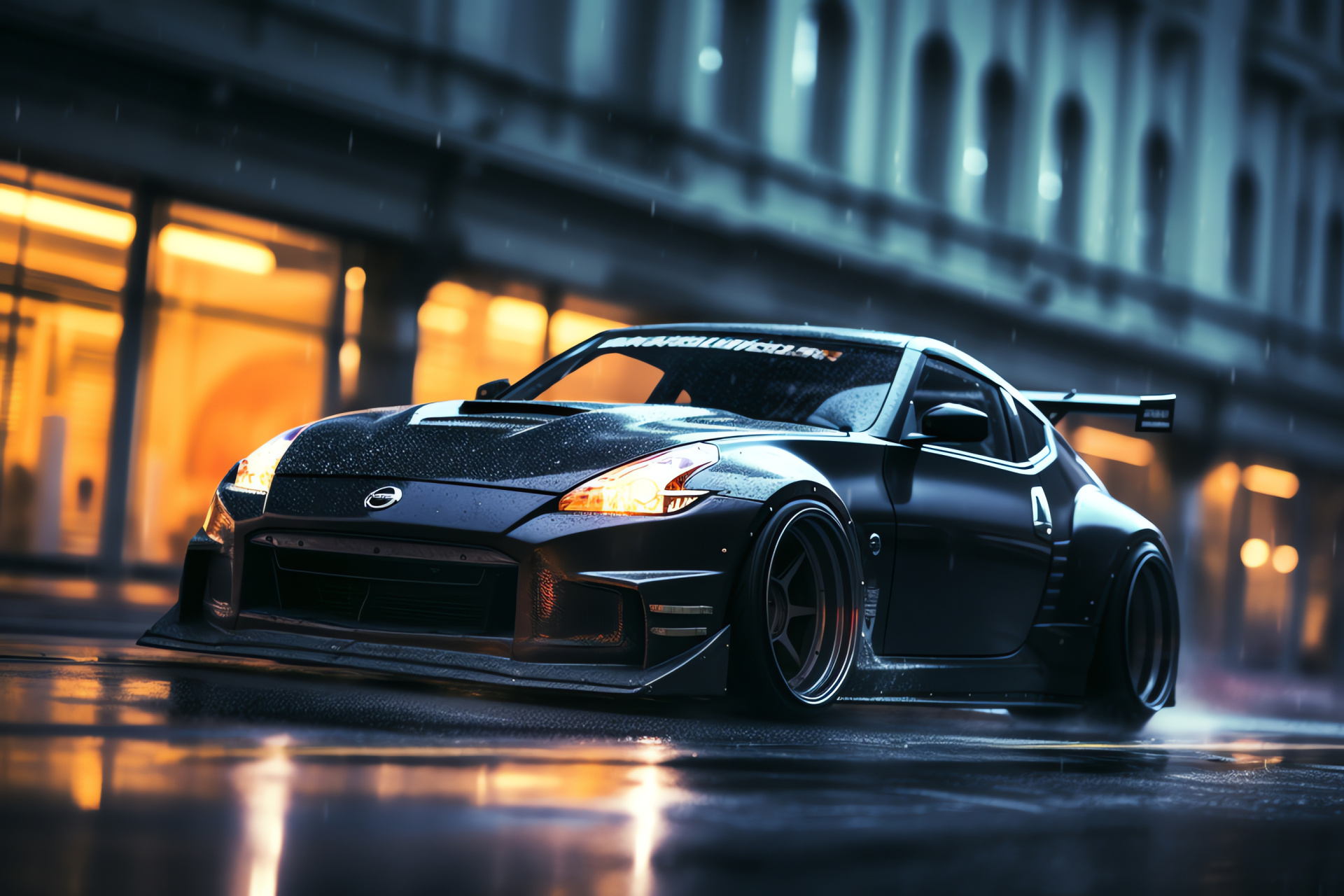 Rocket Bunny Aero, Nissan 350Z coupe, metropolitan streets, dynamic driving, performance drift, HD Desktop Wallpaper