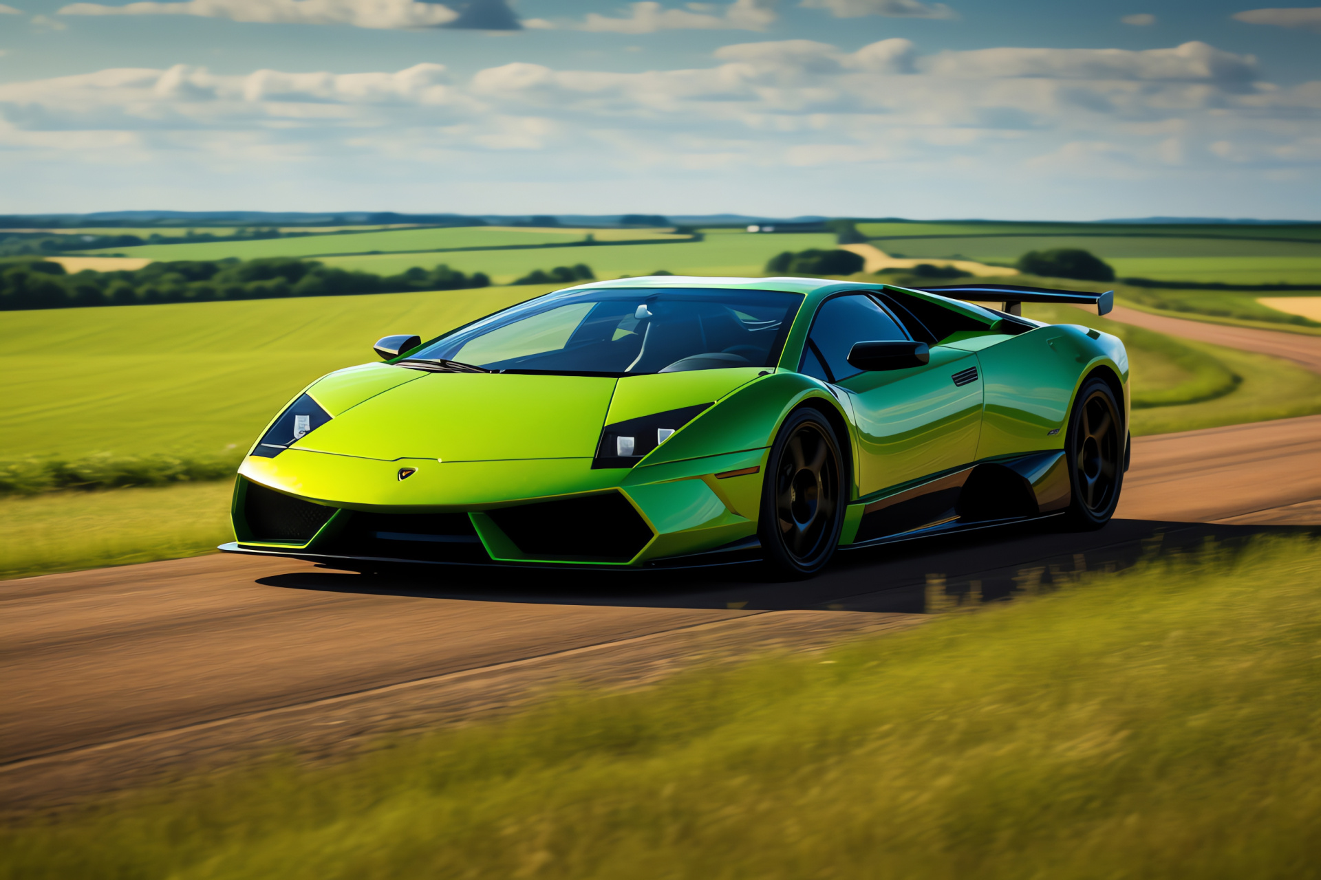 Green Murcielago at Silverstone, British racing green Lamborghini, Dynamic driving experience, UK countryside motorsports, Silverstone supercar laps, HD Desktop Wallpaper