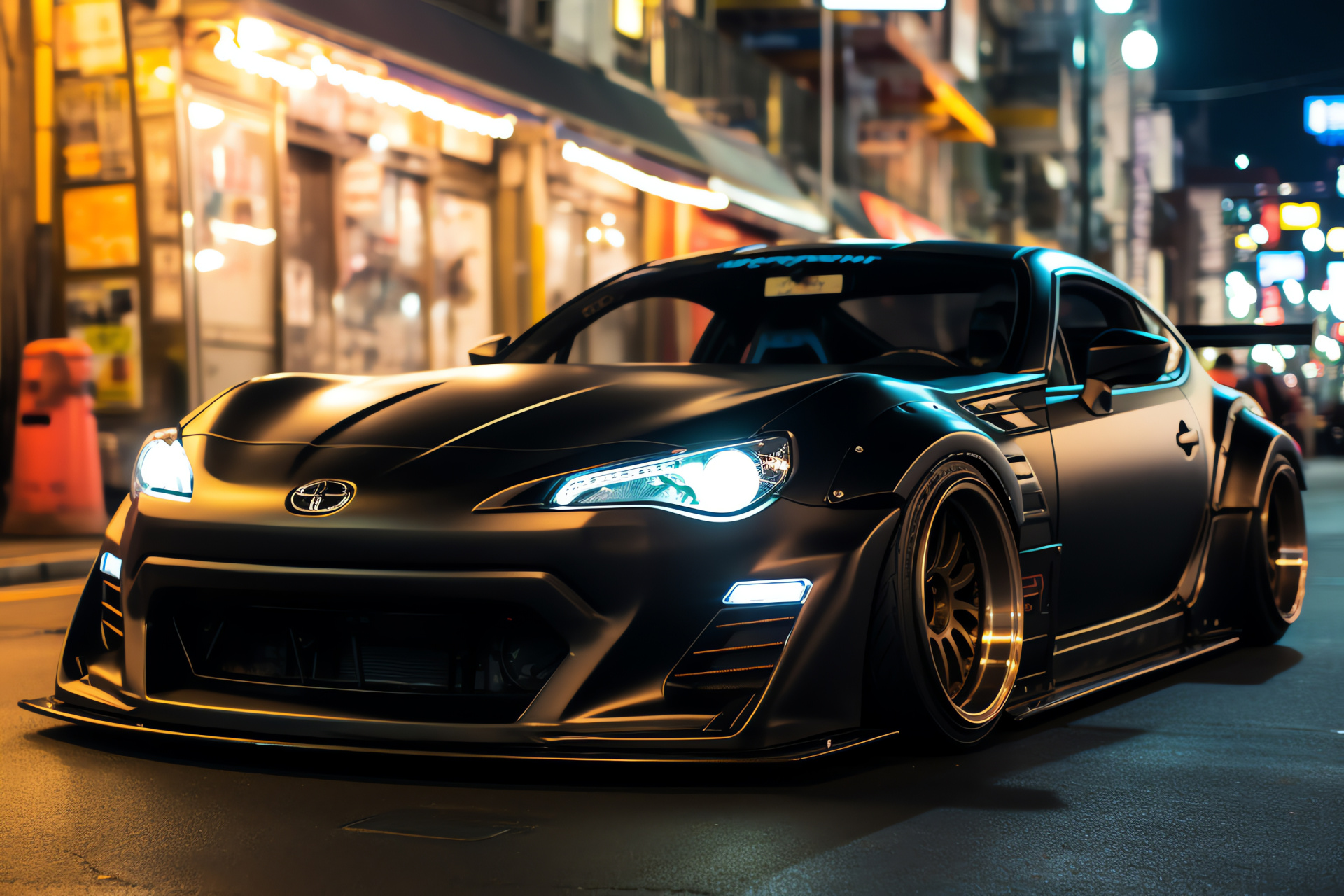 Scion FR-S, Rocket Bunny edition, Tokyo texture, Custom finishes, Streetwear influence, HD Desktop Wallpaper