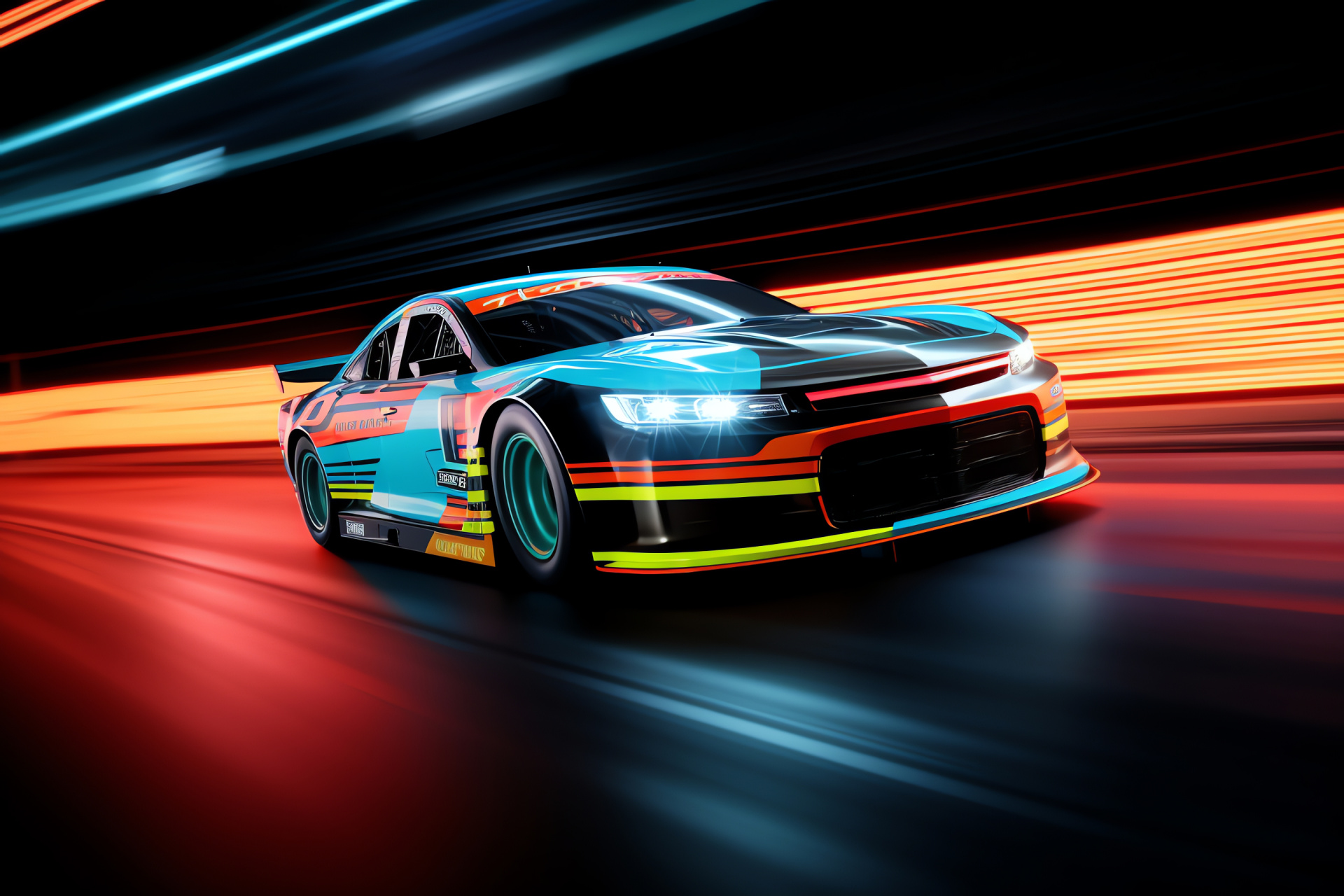 NASCAR competition, track contestant, professional racer, bright racing aesthetic, dynamic presentation, HD Desktop Image