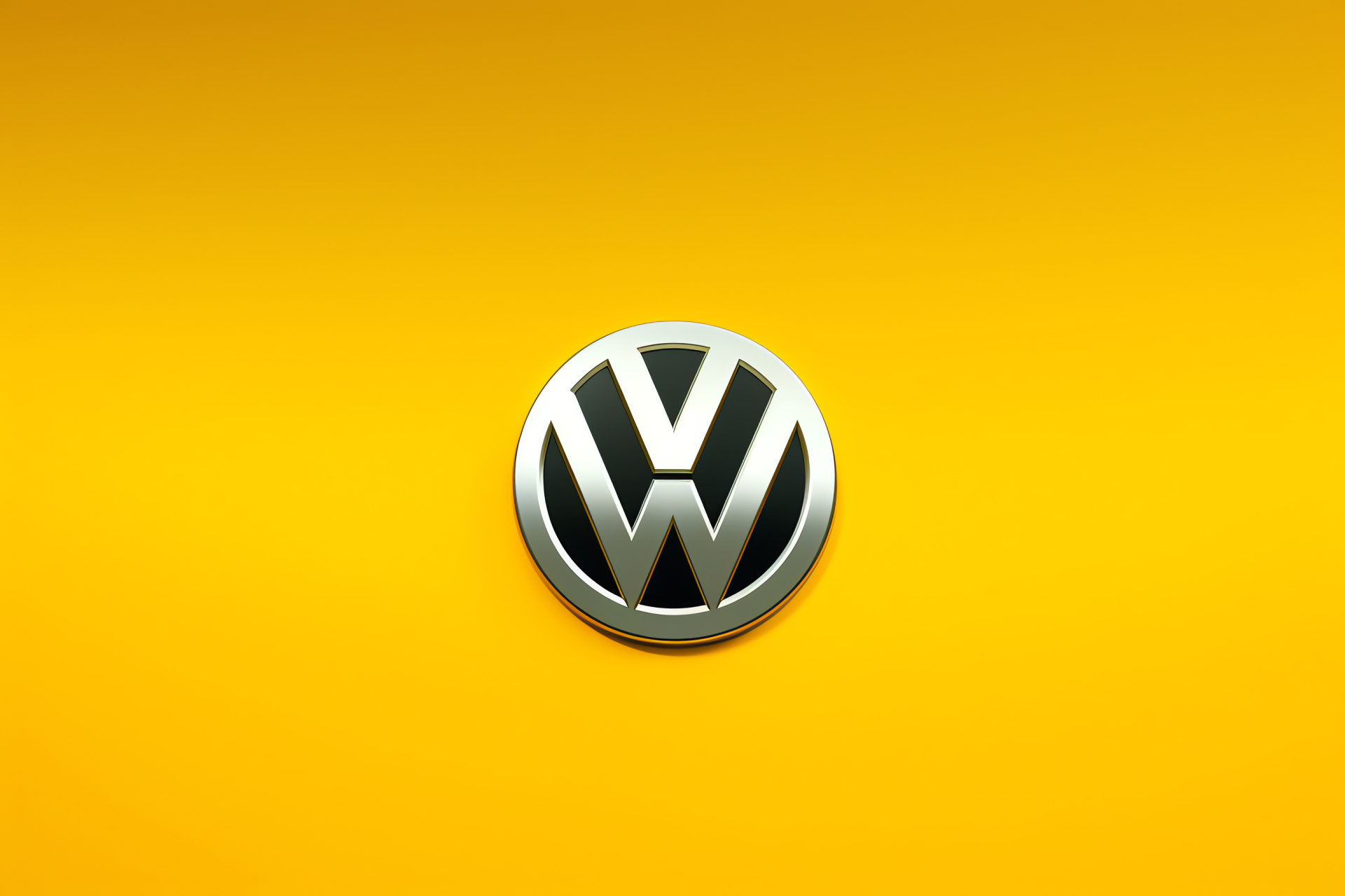 VW emblem, classic style, sunbeam yellow, positive energy, affirmative theme, HD Desktop Image