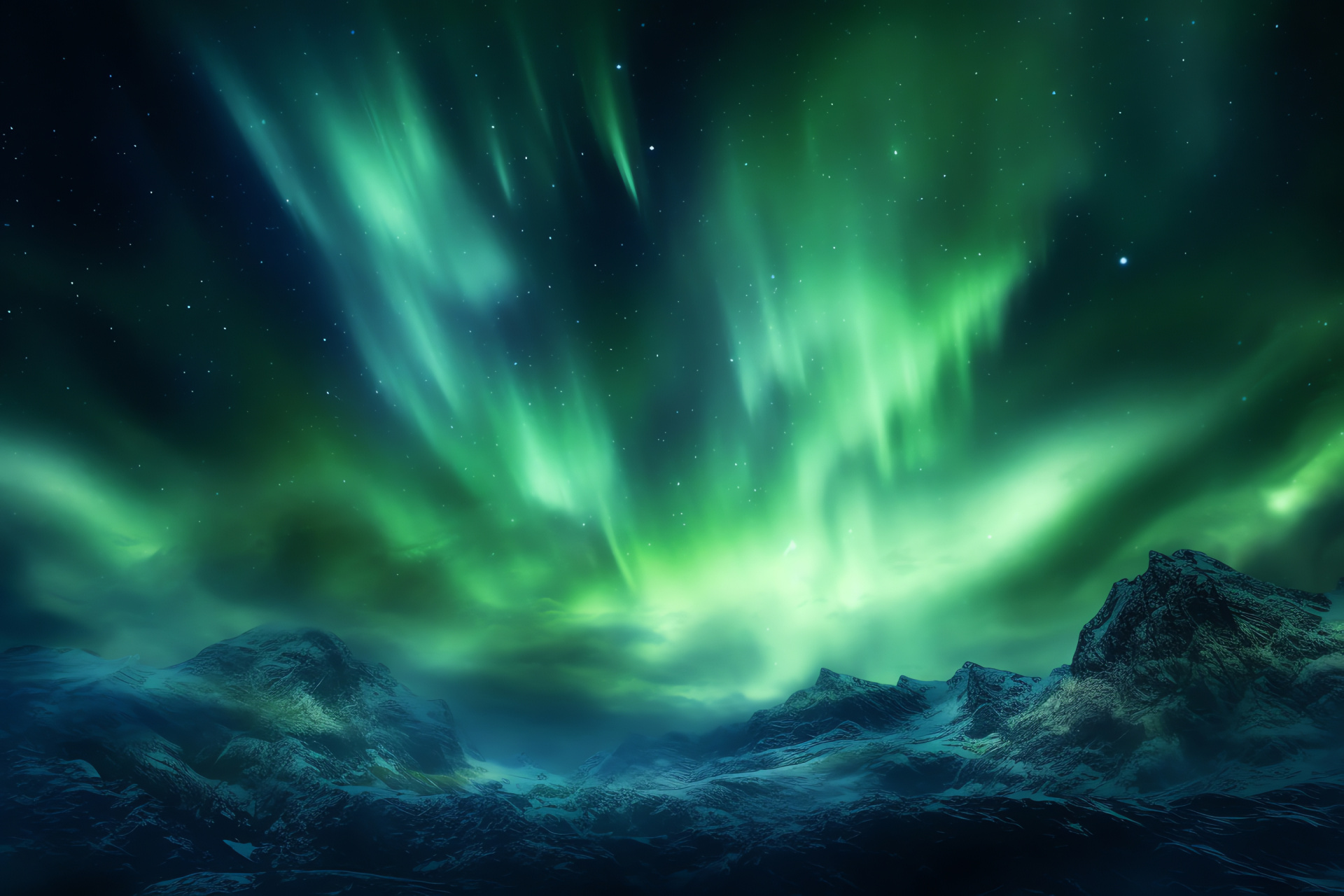 Space aurora, Planetary show, Stellar green, Ionized gases, Celestial ballet, HD Desktop Image