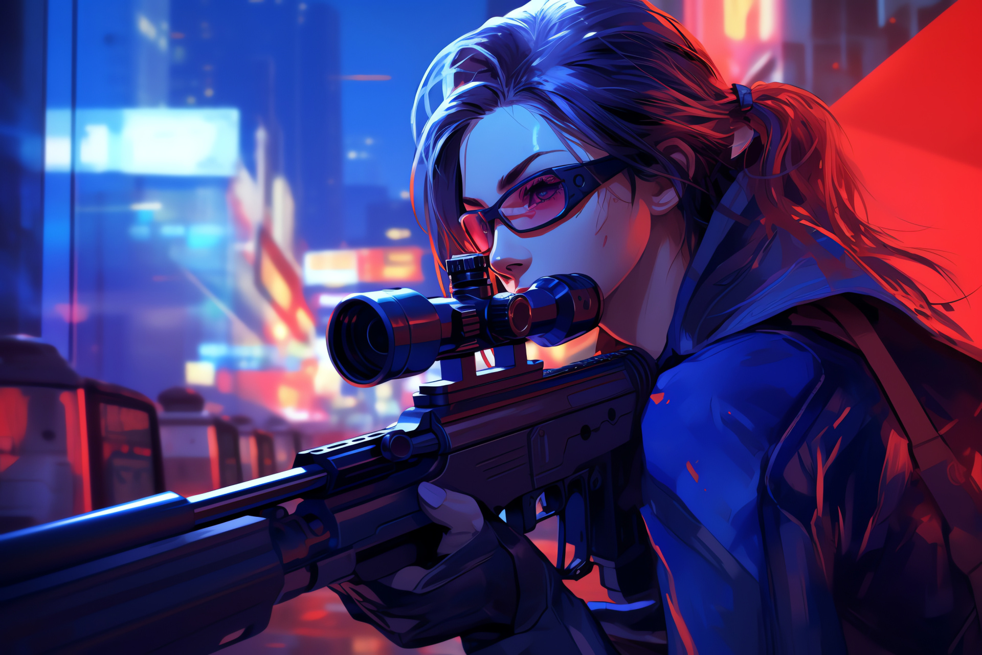 Widowmaker, Overwatch sniper, Tactical combat, Sharpshooter expertise, Urban skyline, HD Desktop Wallpaper