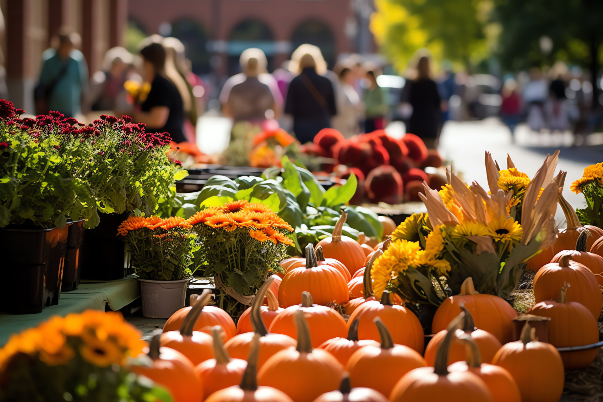 Public market, fall festivity, artisanal goods, community vibe, celebratory environment, HD Desktop Wallpaper