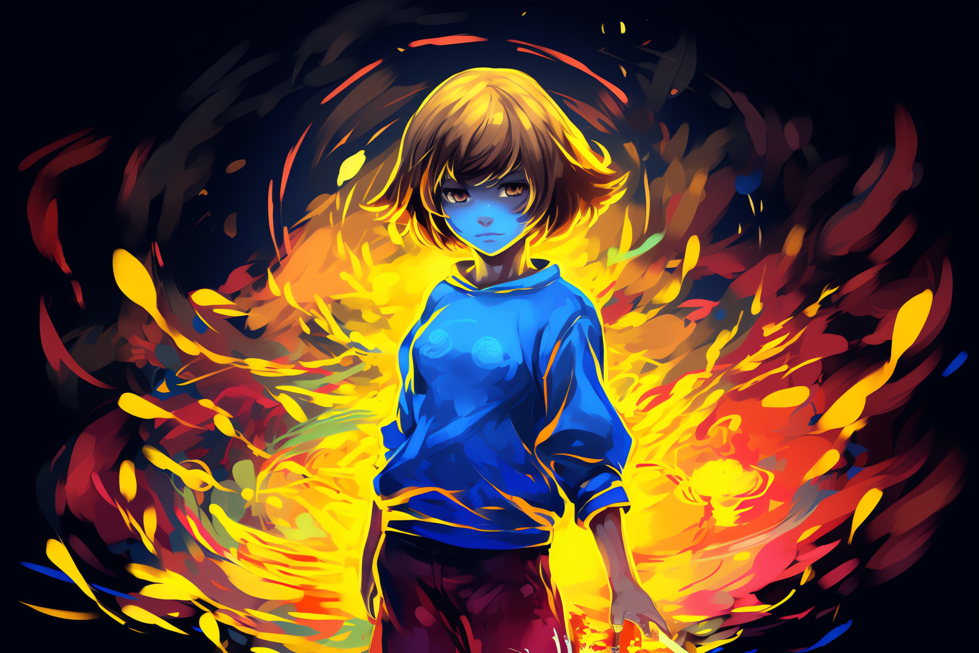 Undertale video game, Character Frisk, Determined protagonist, Purple striped attire, RPG adventure, HD Desktop Wallpaper