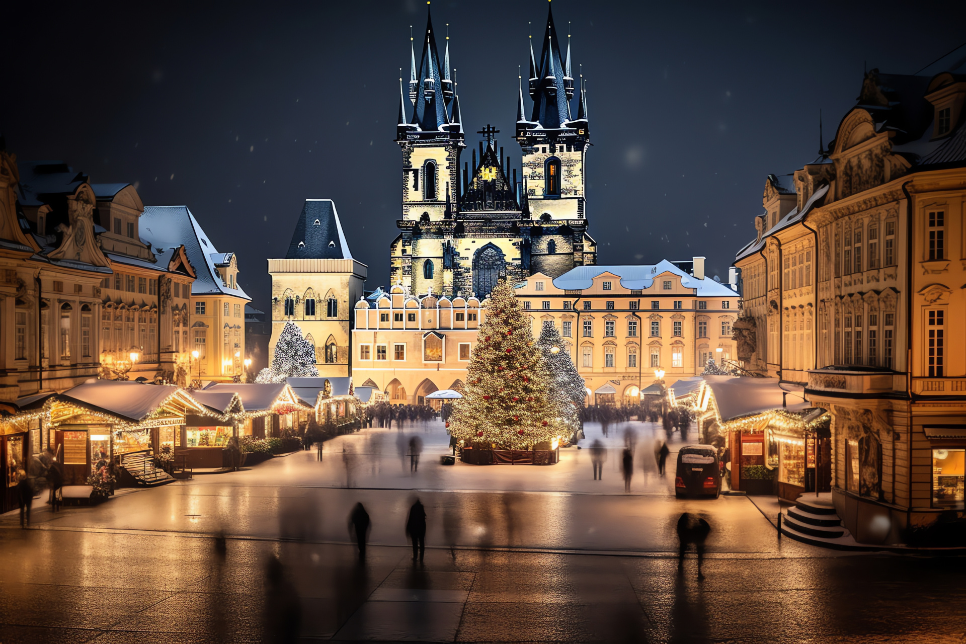 Christmas in Prague, Czech capital, Historic market square, Festive holiday atmosphere, December celebration, HD Desktop Image