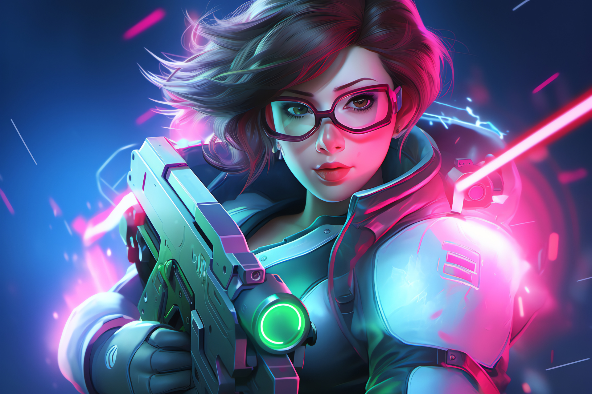 Overwatch Mei, striking gamer visual, powerful two-tone contrast, character intensity, gamer's favorite, HD Desktop Image