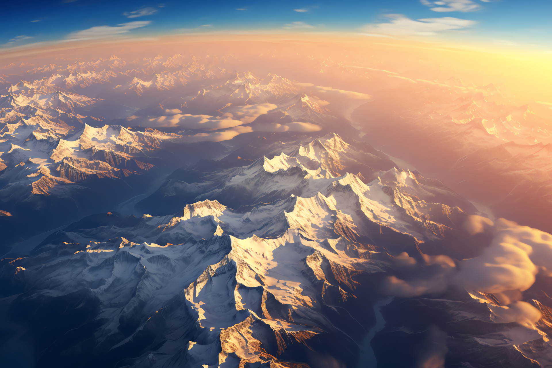 NASA Earth observation, Satellite technology, Himalayan aerial shot, Sunrise spectacle, Remote sensing, HD Desktop Image