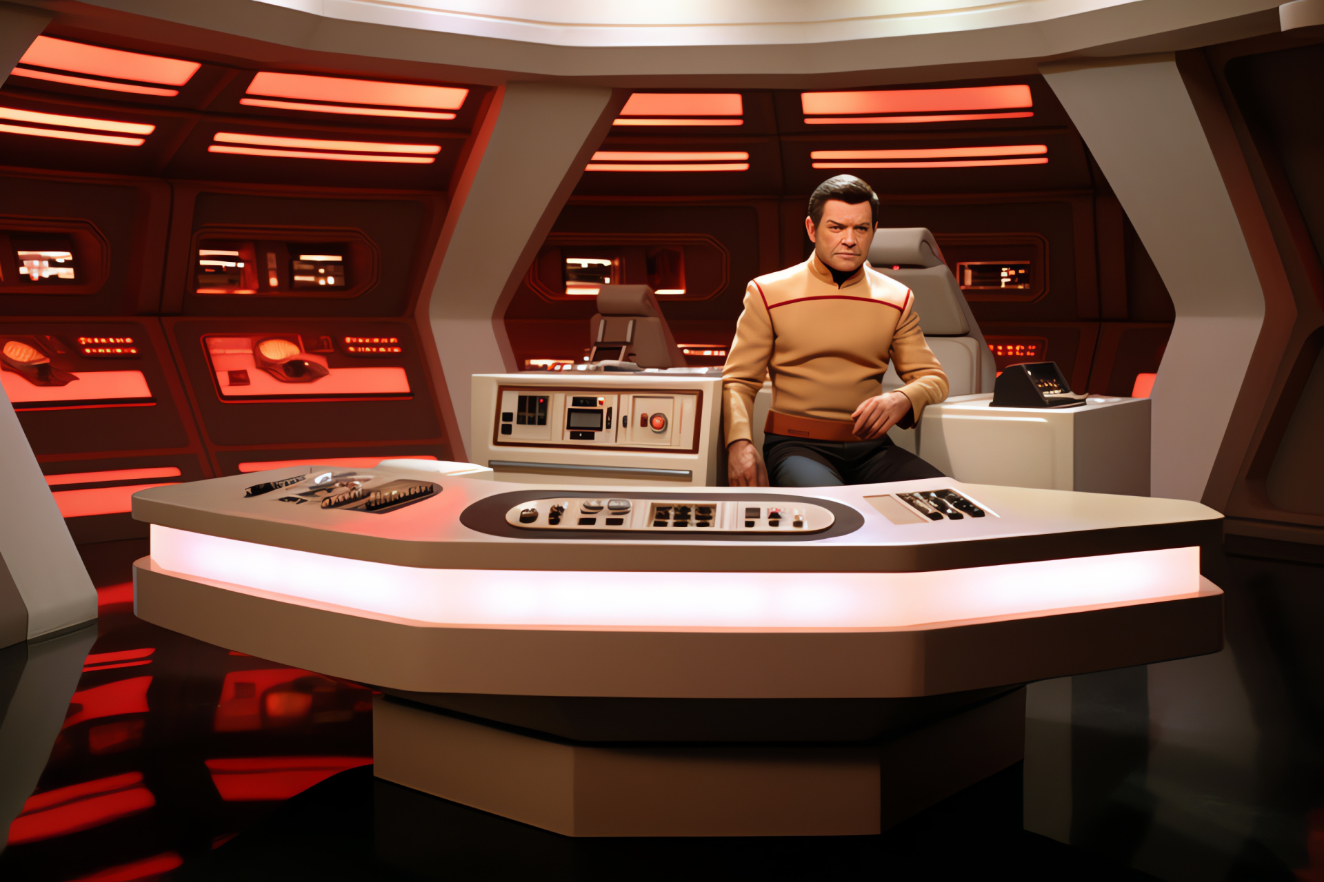 USS Enterprise, Sci-fi universe, Scott role, Actor James Doohan, Starship transport room, HD Desktop Wallpaper