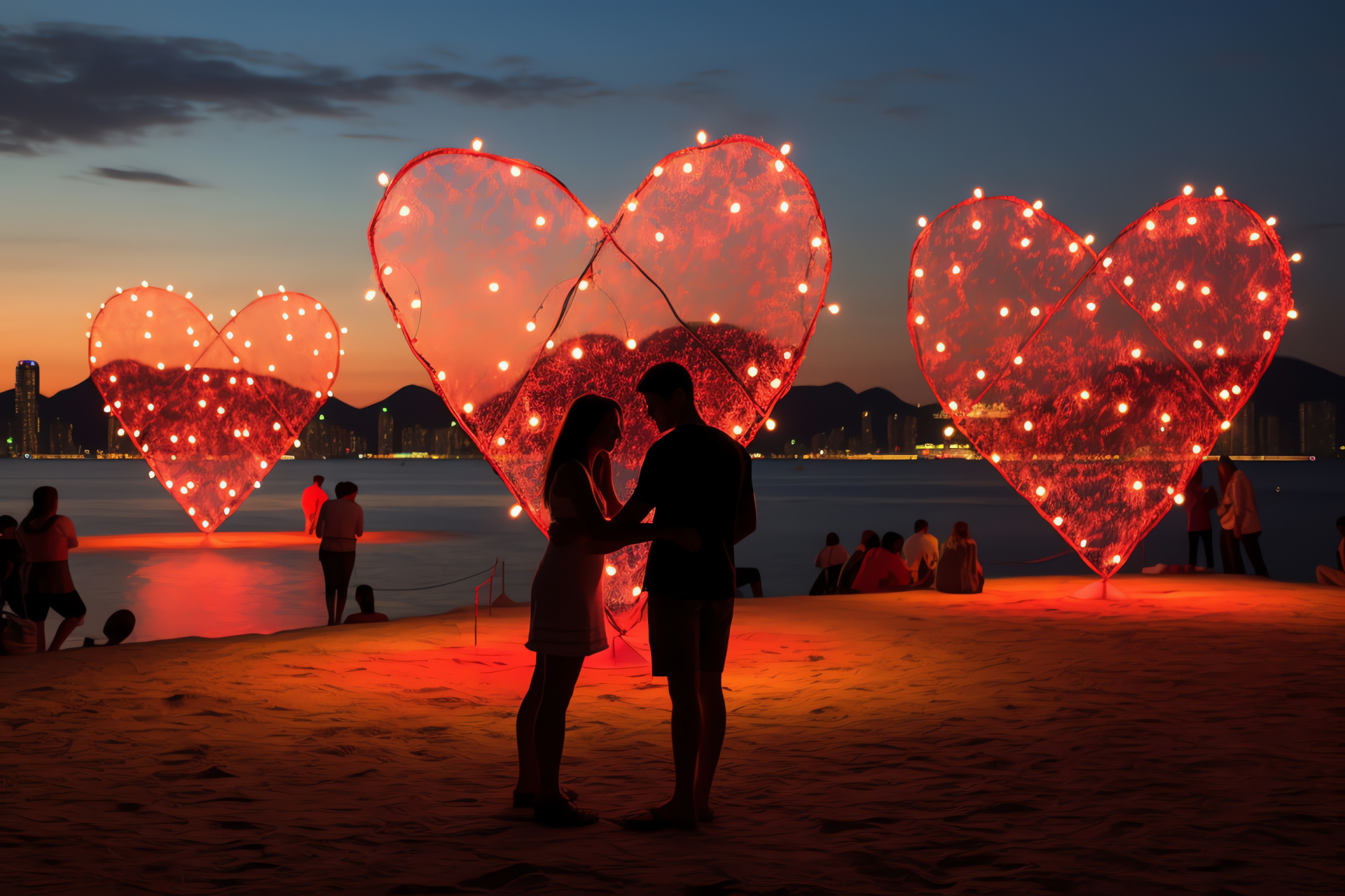 Beachside romance, Brazilian hotspot, Oceanic backdrop, Love festivities, Public displays, HD Desktop Wallpaper