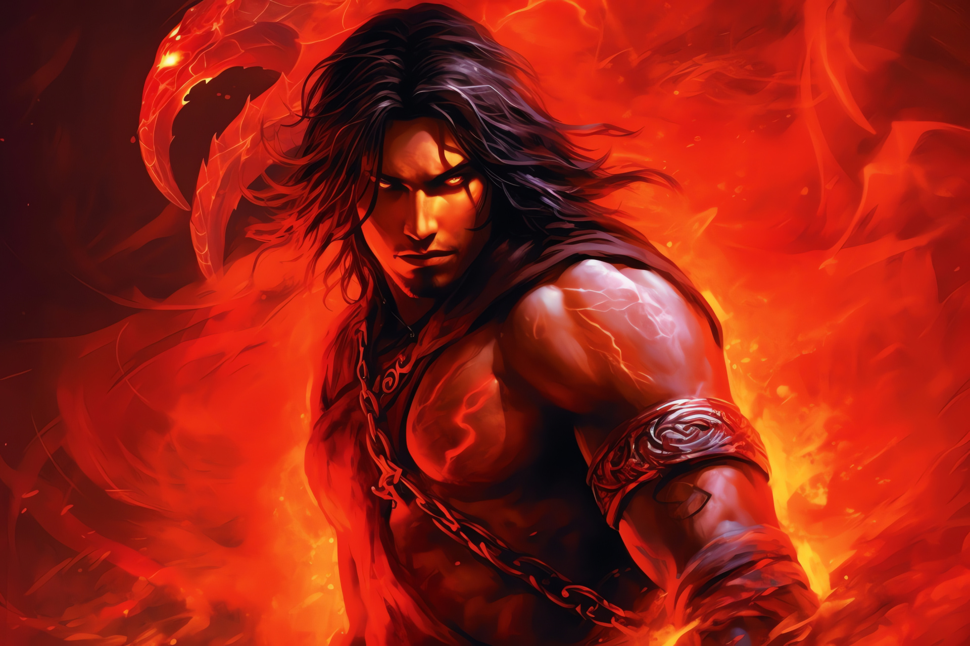 Prince of Persia Warrior Within, video game protagonist, mystical gaze, ebony locks, nocturnal outfit, HD Desktop Image