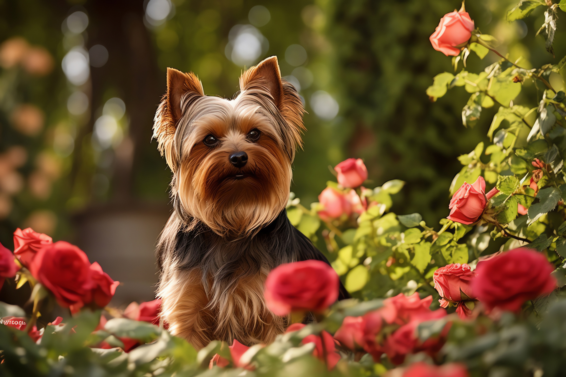 Canine breed Yorkshire Terrier, Chocolate fur dog, Long-haired small breed, Companion animal, Decorative pet, HD Desktop Image