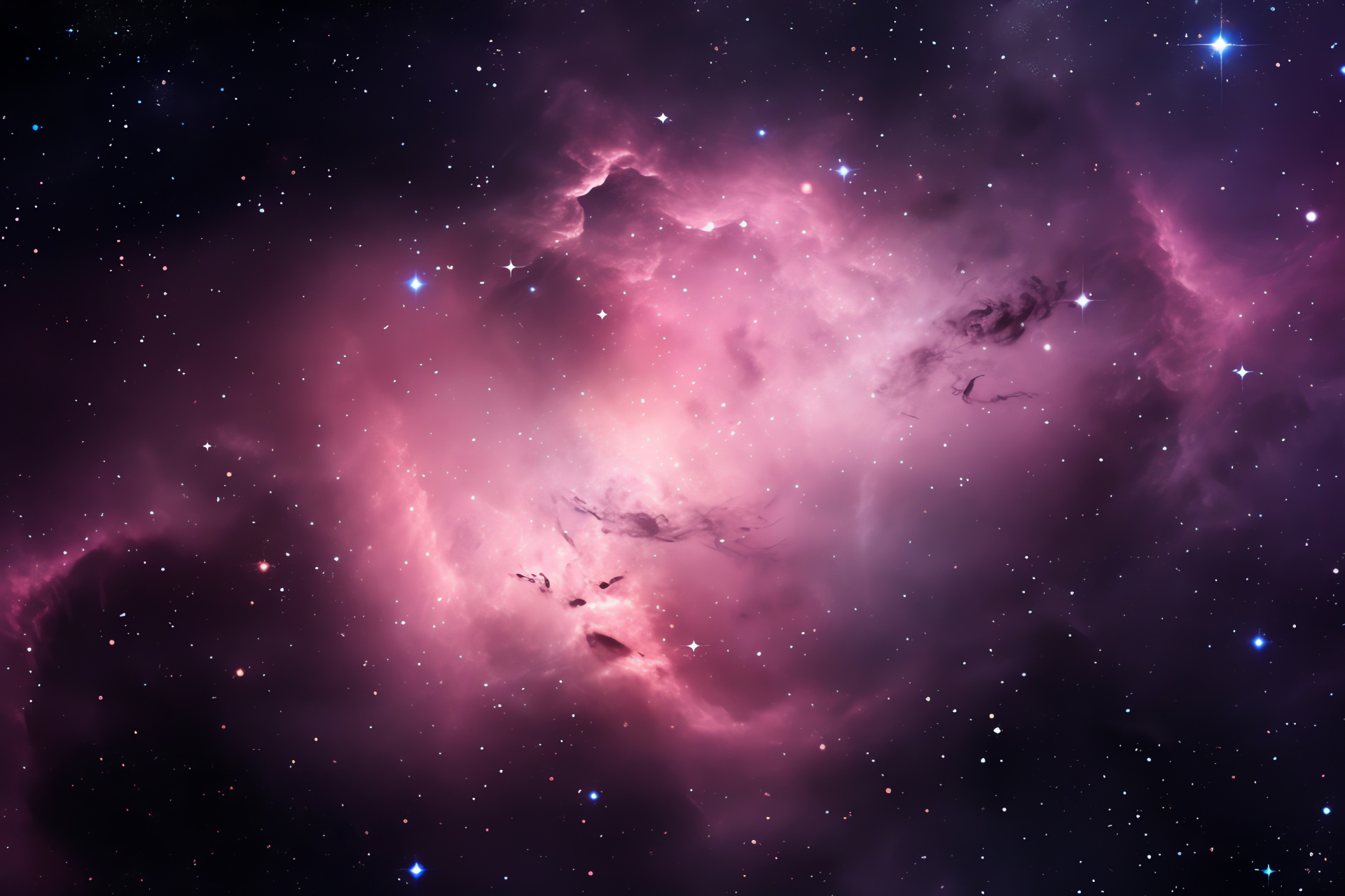 Nebula wonder, Cosmic tapestry, Starlight twinkle, Galactic clarity, Space majesty, HD Desktop Image