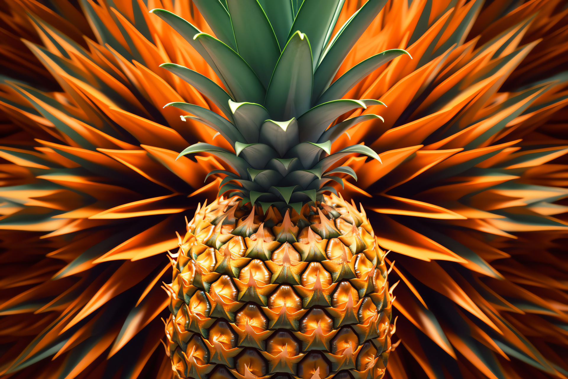 Pineapple motif, artistic render, dark contrast, fluid dynamics, exotic pattern, HD Desktop Wallpaper