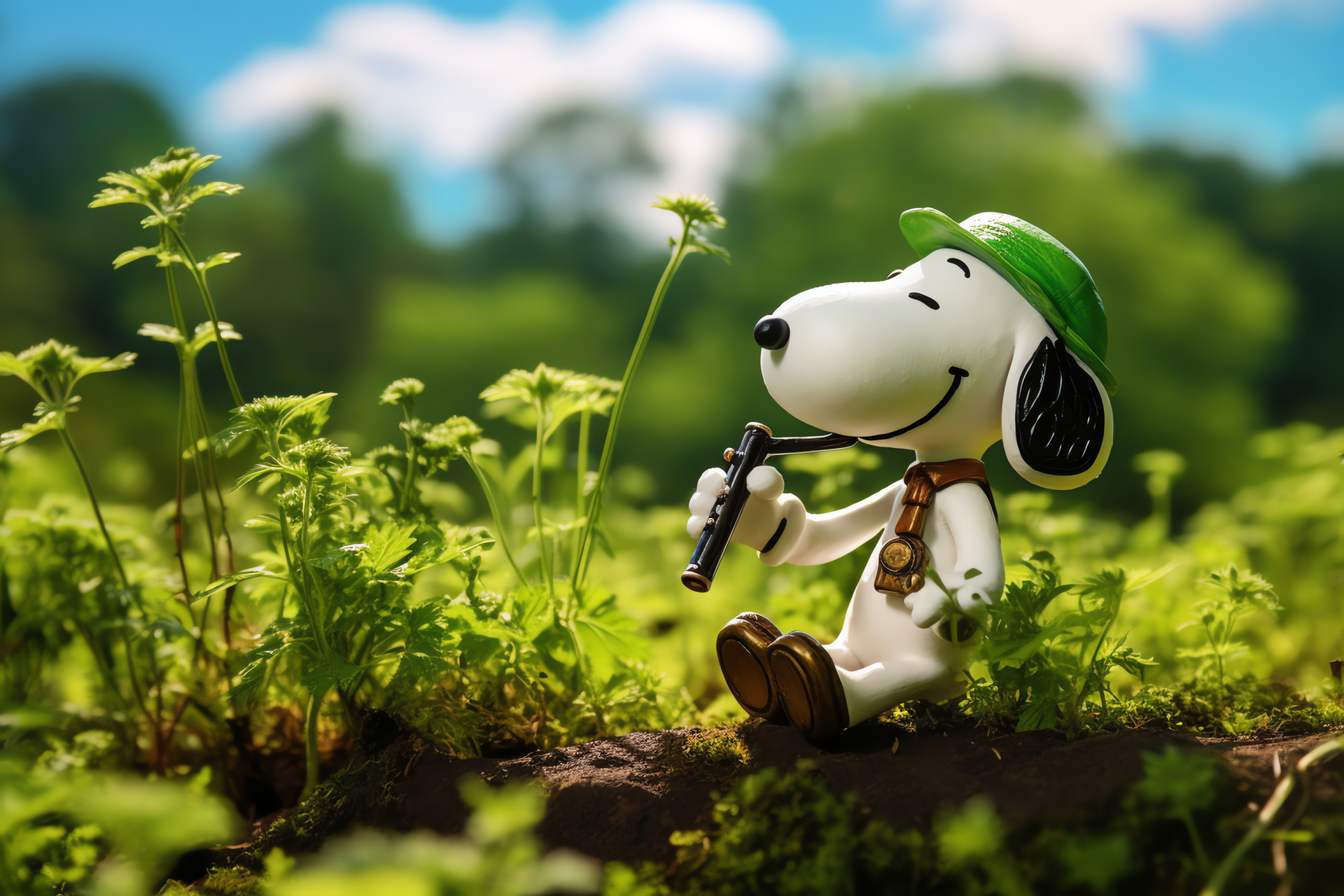 Snoopy celebration, Patron saint music, Verdant Irish scenery, Gentle emerald hills, Festive dog frolic, HD Desktop Wallpaper