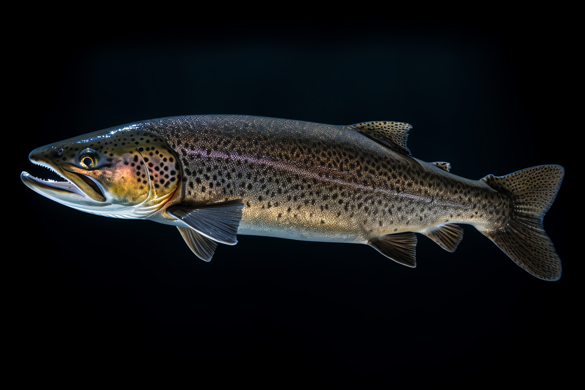 Trout, underwater beauty, piscine grace, lake habitat, reflective scales, HD Desktop Image