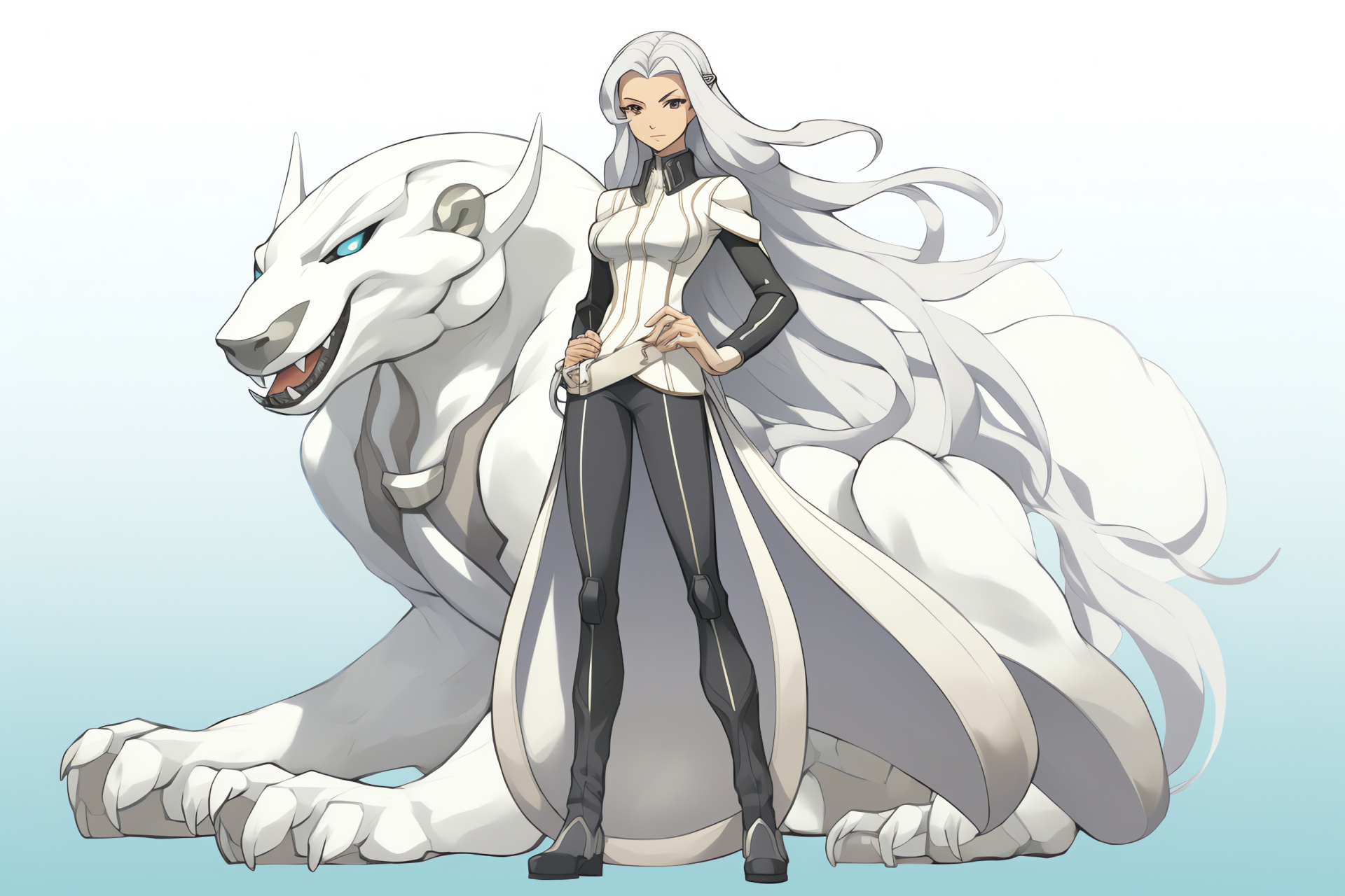 Pokemon White character, Gym Leader Elesa, Verdant optic detail, Towering stature, Commanding countenance, HD Desktop Image