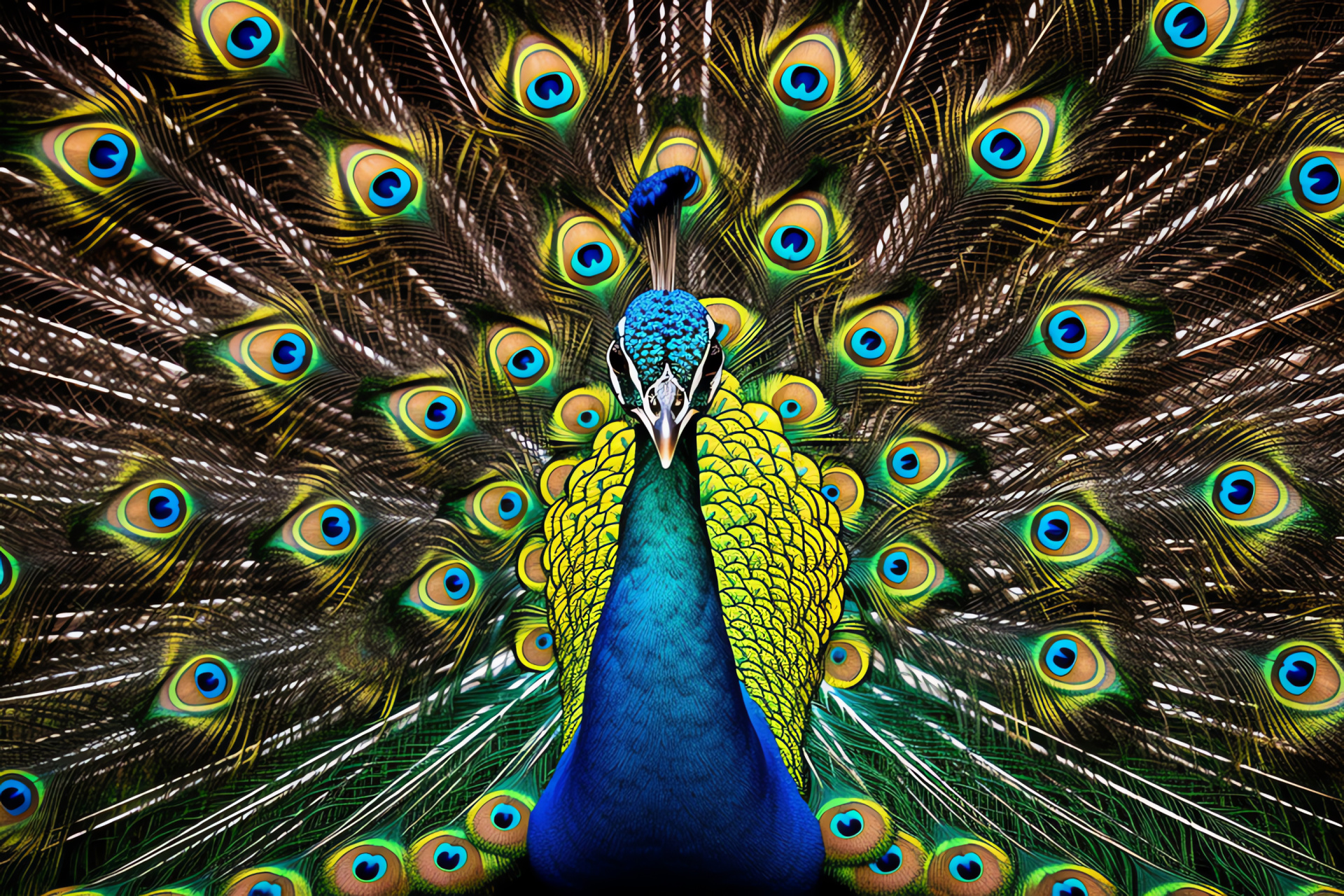 Peacock, Majestic plumage, Iridescent feathers, Ornithology, Exotic bird, HD Desktop Wallpaper