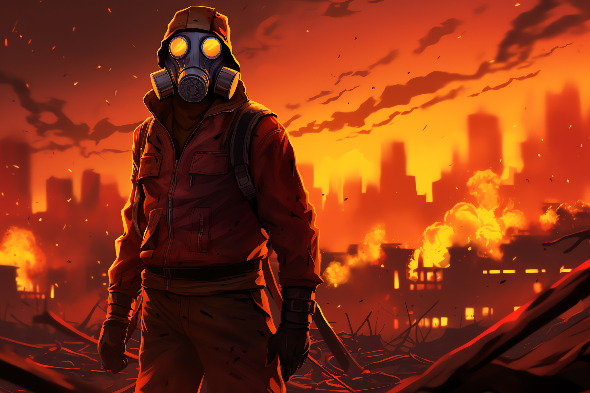 Pyro Tf2, Gamer culture, Sci-fi scenarios, Fire battles, Digital entertainment, HD Desktop Wallpaper