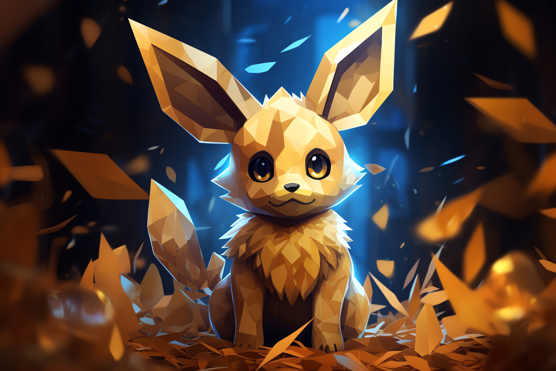 Eevee creature, Pokmon species, Creamy fur texture, Animated critter, Role-playing game, HD Desktop Image