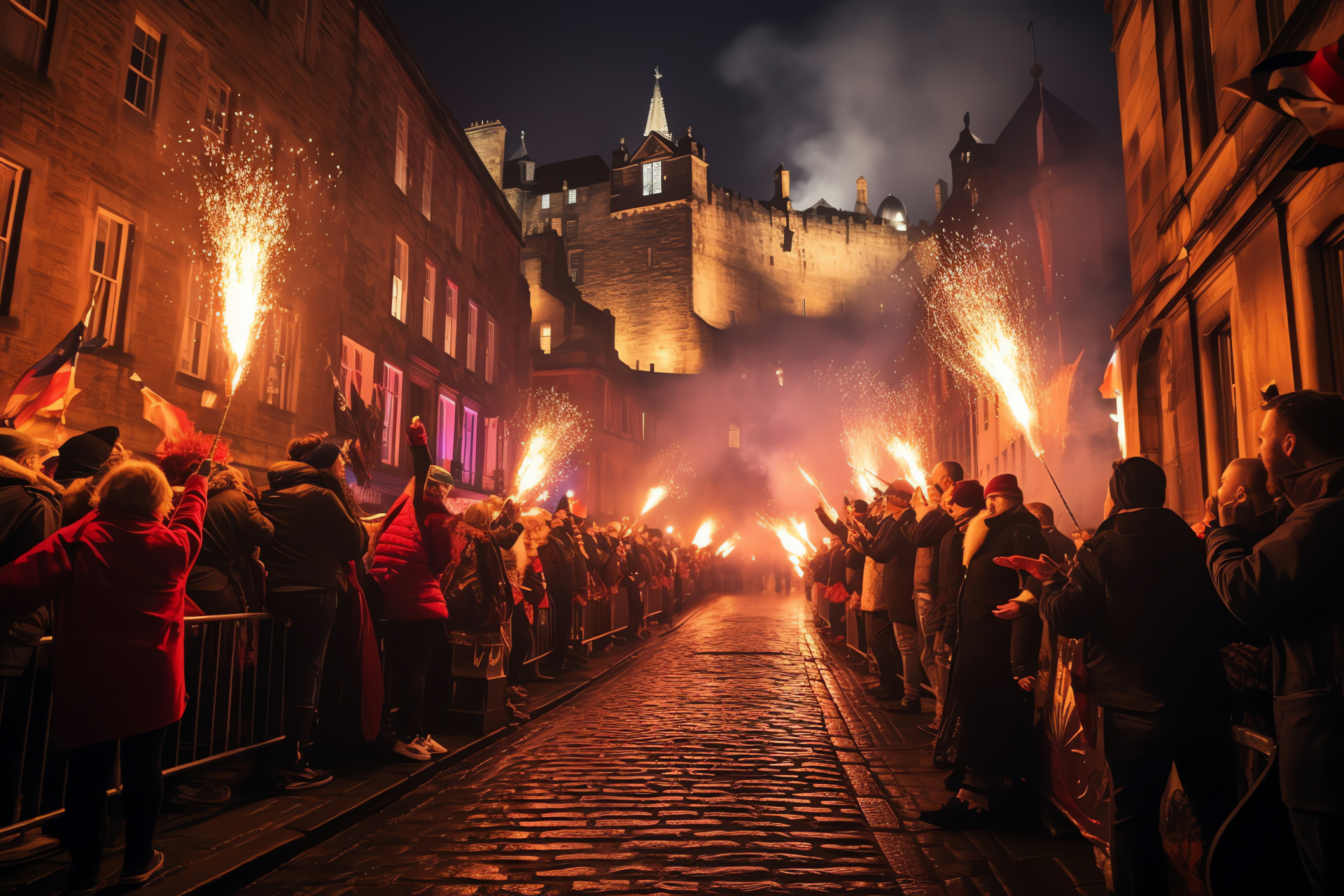 Edinburgh Hogmanay, Scottish New Year's Eve, historic Edinburgh Castle, celebratory fireworks, HD Desktop Wallpaper