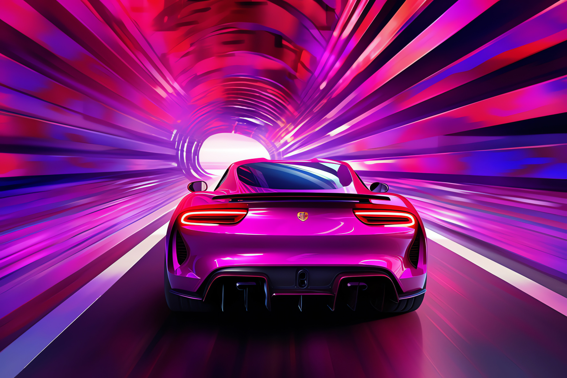 Sports Auto Pink Cars, Detailed automotive image, Performance vehicle, Underground passage, Reflective finish, HD Desktop Image