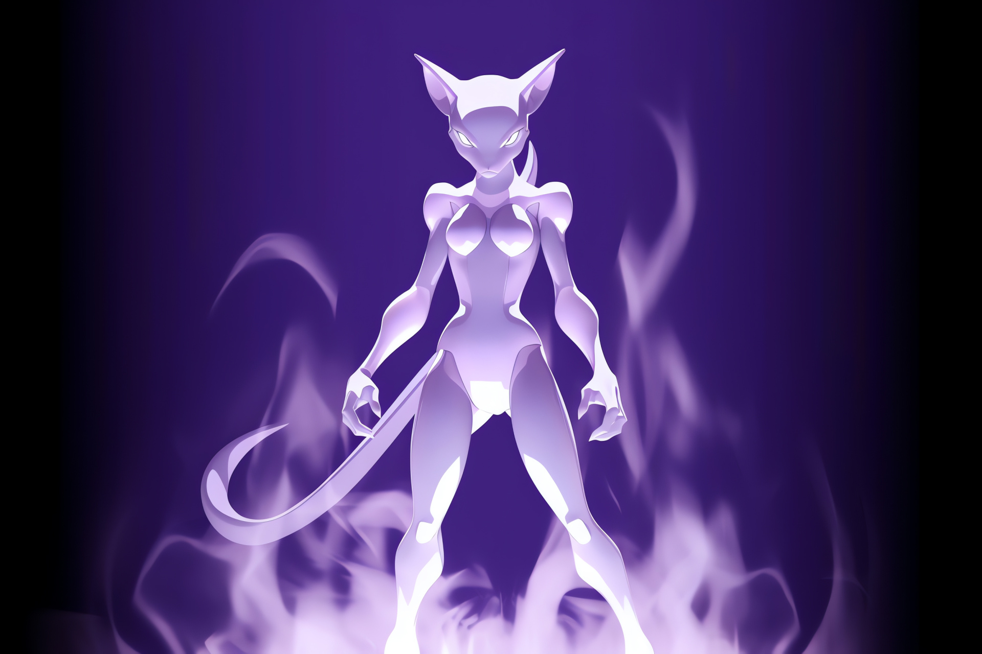 Pokmon Mewtwo character, Psychic power user, Mysterious creature, Dominant psychic abilities, Focused battle stance, HD Desktop Image