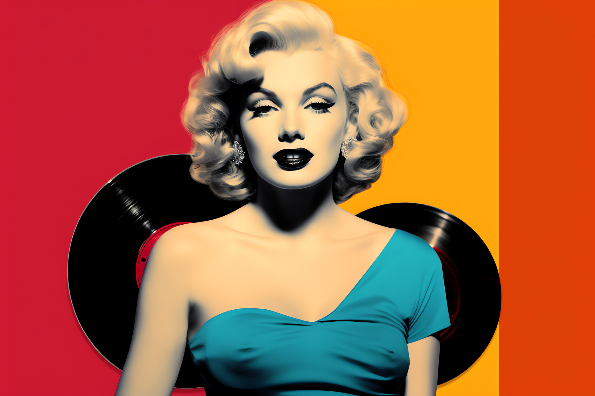 Marilyn Monroe, Eye-catching gaze, Vintage music, Alluring backdrop, Starlet portrait, HD Desktop Wallpaper