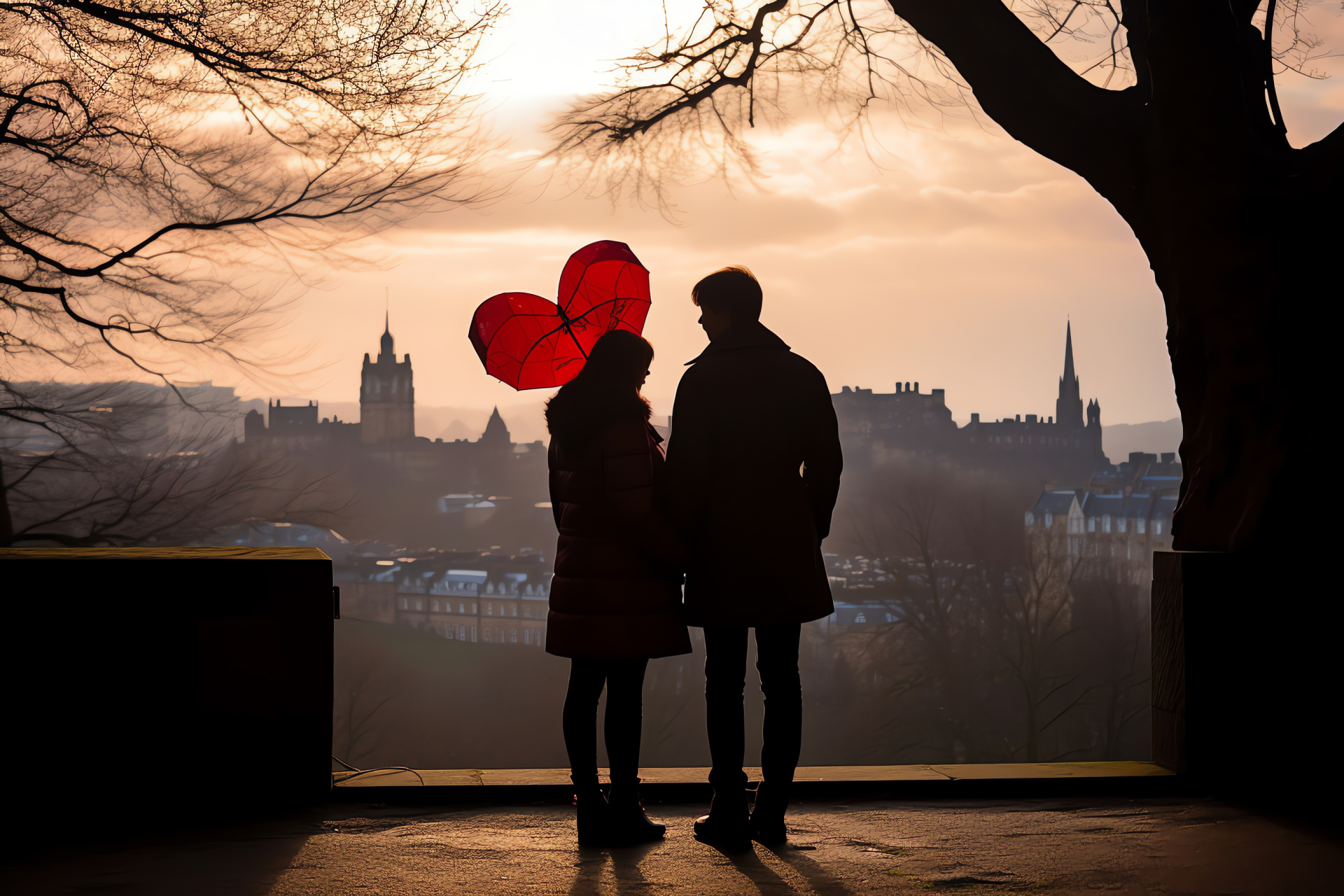 Romantic commemoration, Celebratory date, Scottish capital, Historic fortress, Castle environment, HD Desktop Image