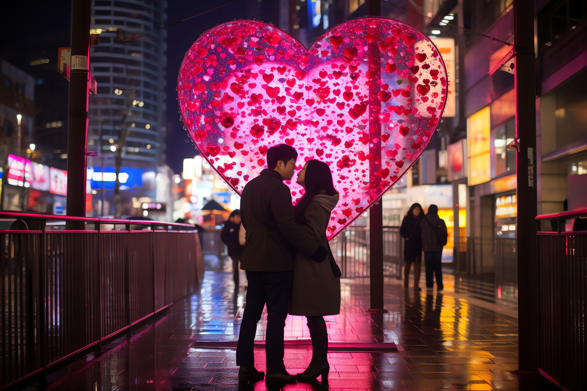 Valentine celebration, Tokyo romance, Shibuya district, Famed pedestrian crossing, Heartfelt moments, HD Desktop Wallpaper