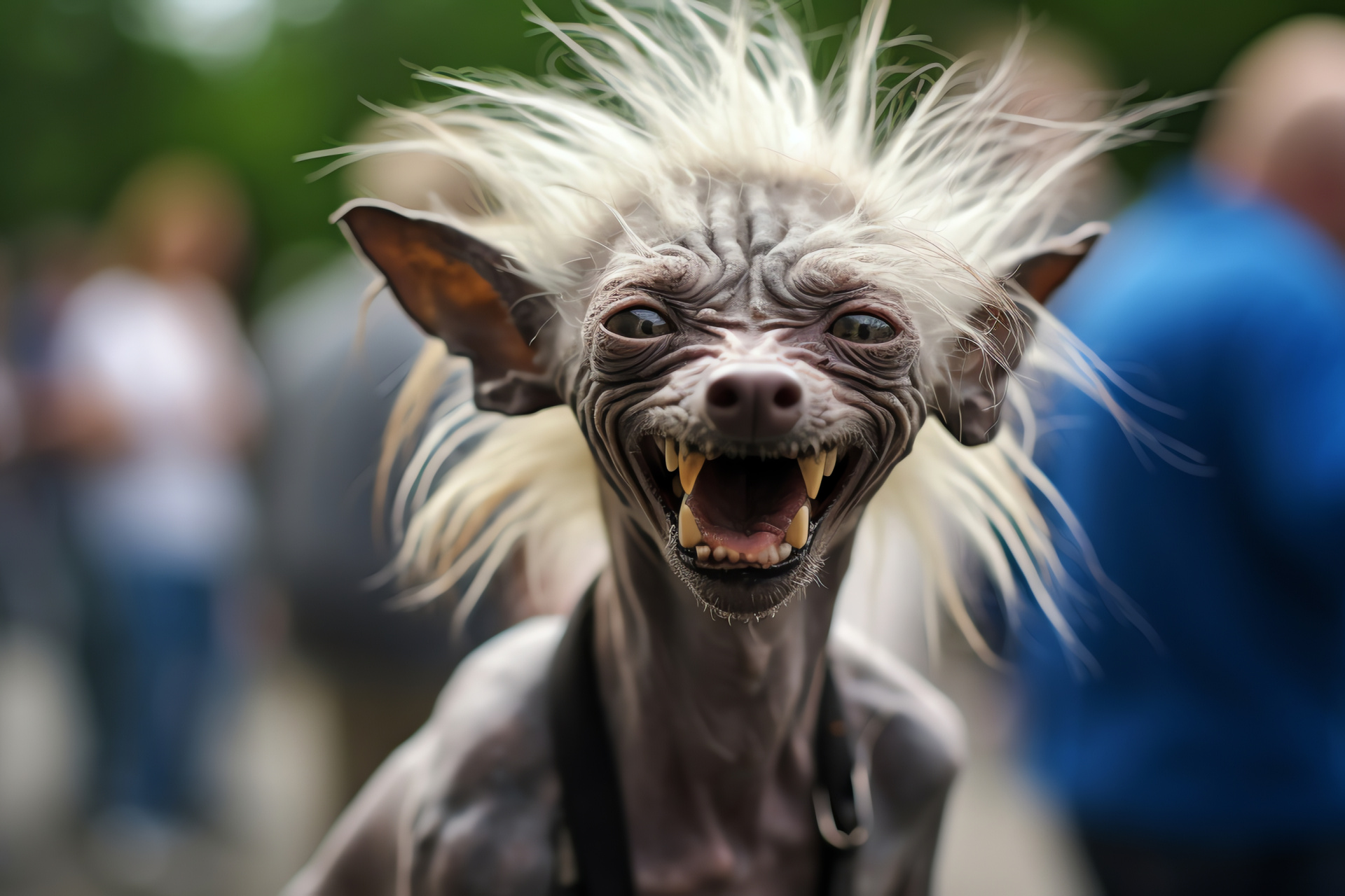 Chinese Crested canine, Dog distinctive skin, Unusual dog appearance, Odd dog features, Unique Crested breed, HD Desktop Image