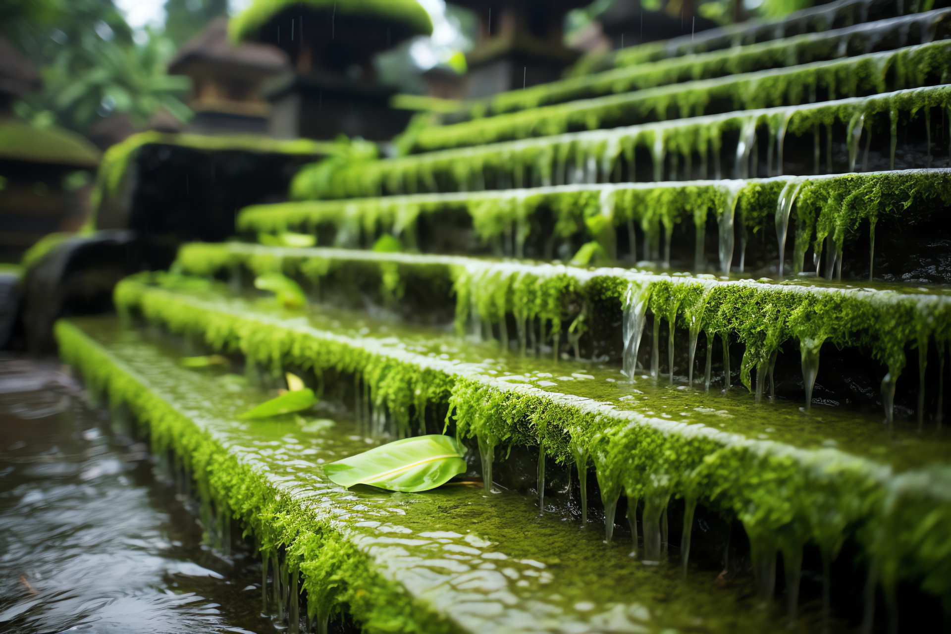 Scenic Bali downpour, Terraced agriculture, Island monsoon, Agricultural landscape, Water nourishment, HD Desktop Wallpaper