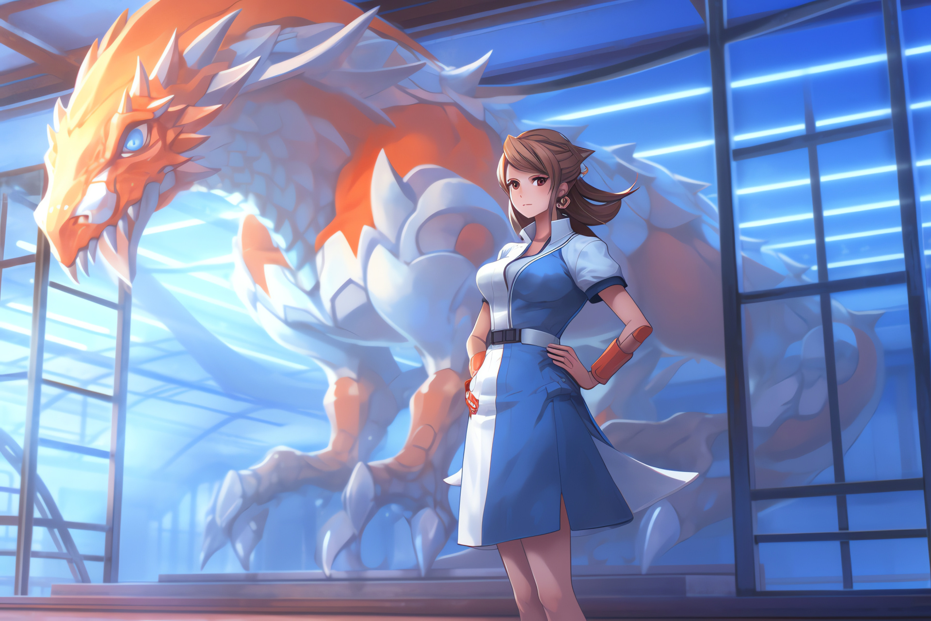 Cerulean City's Misty, Gym Leader role, Pokemon series, Dedicated Gym setting, Anime environment, HD Desktop Image