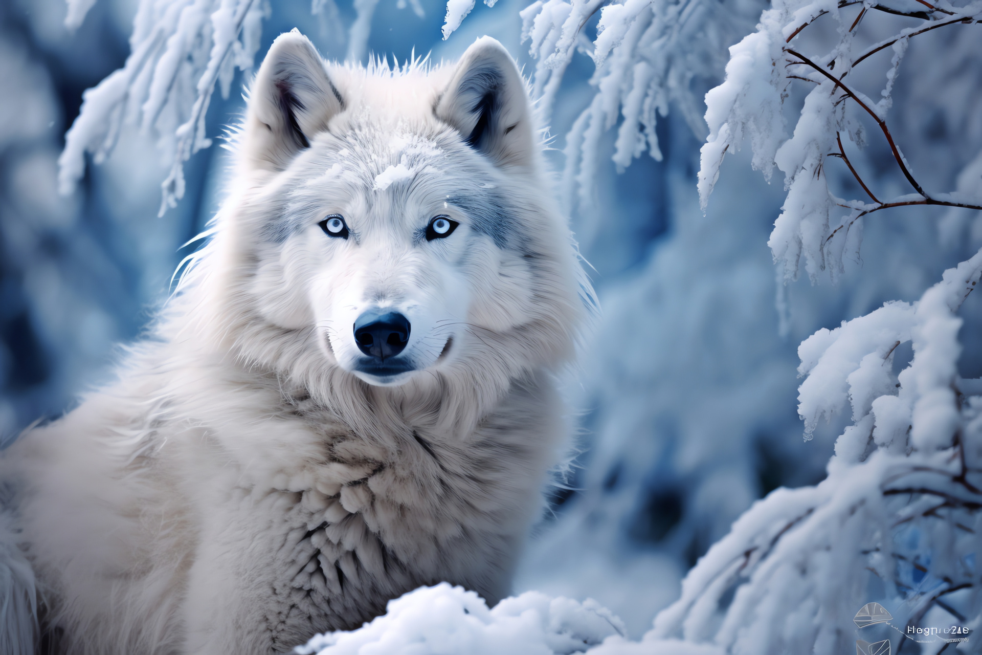 Snow Wolf, Lupine animal, Silver-tone fur, Winter forest habitat, Cold climate creature, HD Desktop Image