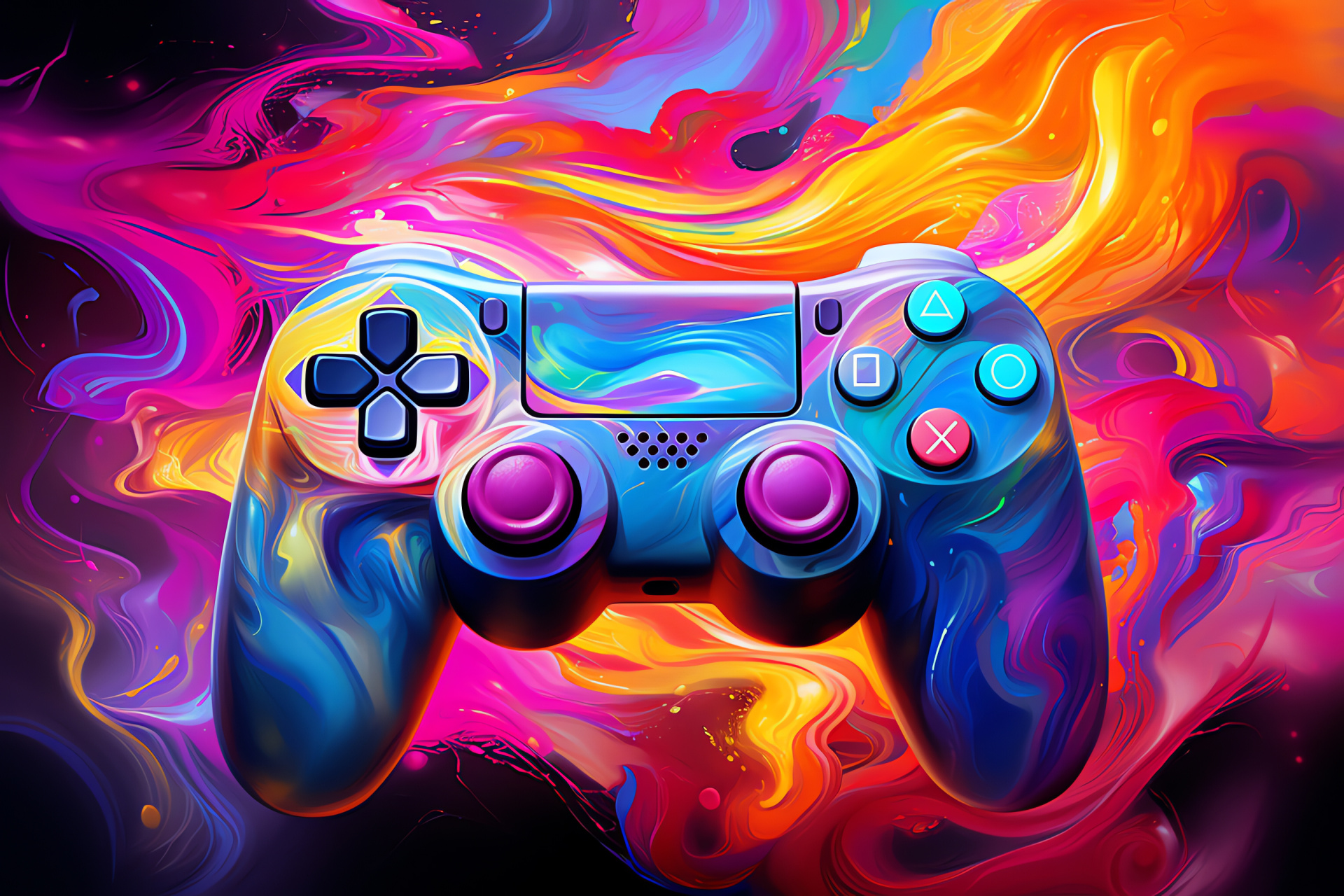 Artistic PS3 Controller, Digital creativity cosmos, Abstract artist concept, Virtual swirl visuals, Inspired digital craft, HD Desktop Image