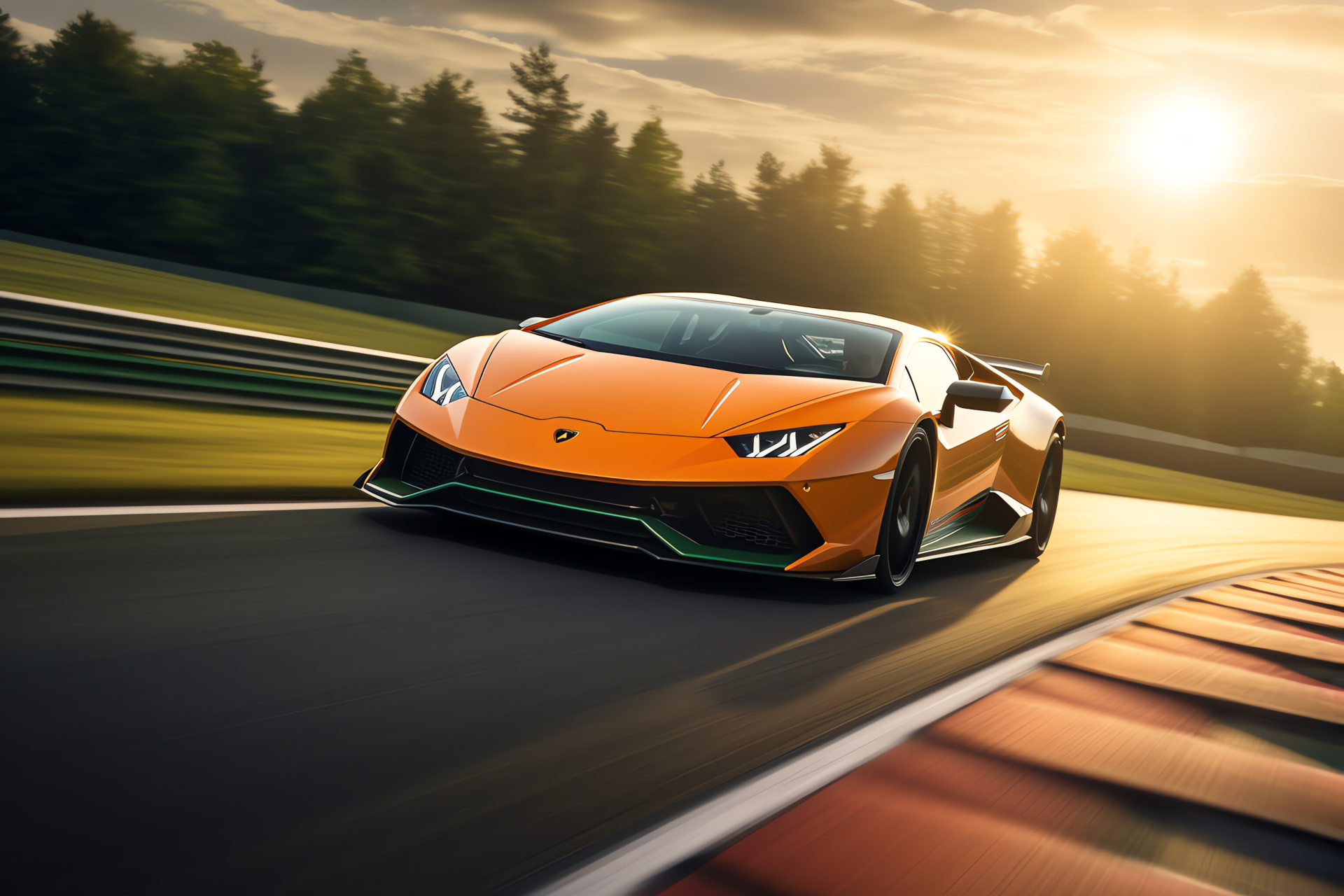 Lamborghini Huracan Performante, German circuit, Track-focused supercar, Aerodynamic kit, Racing decals, HD Desktop Image