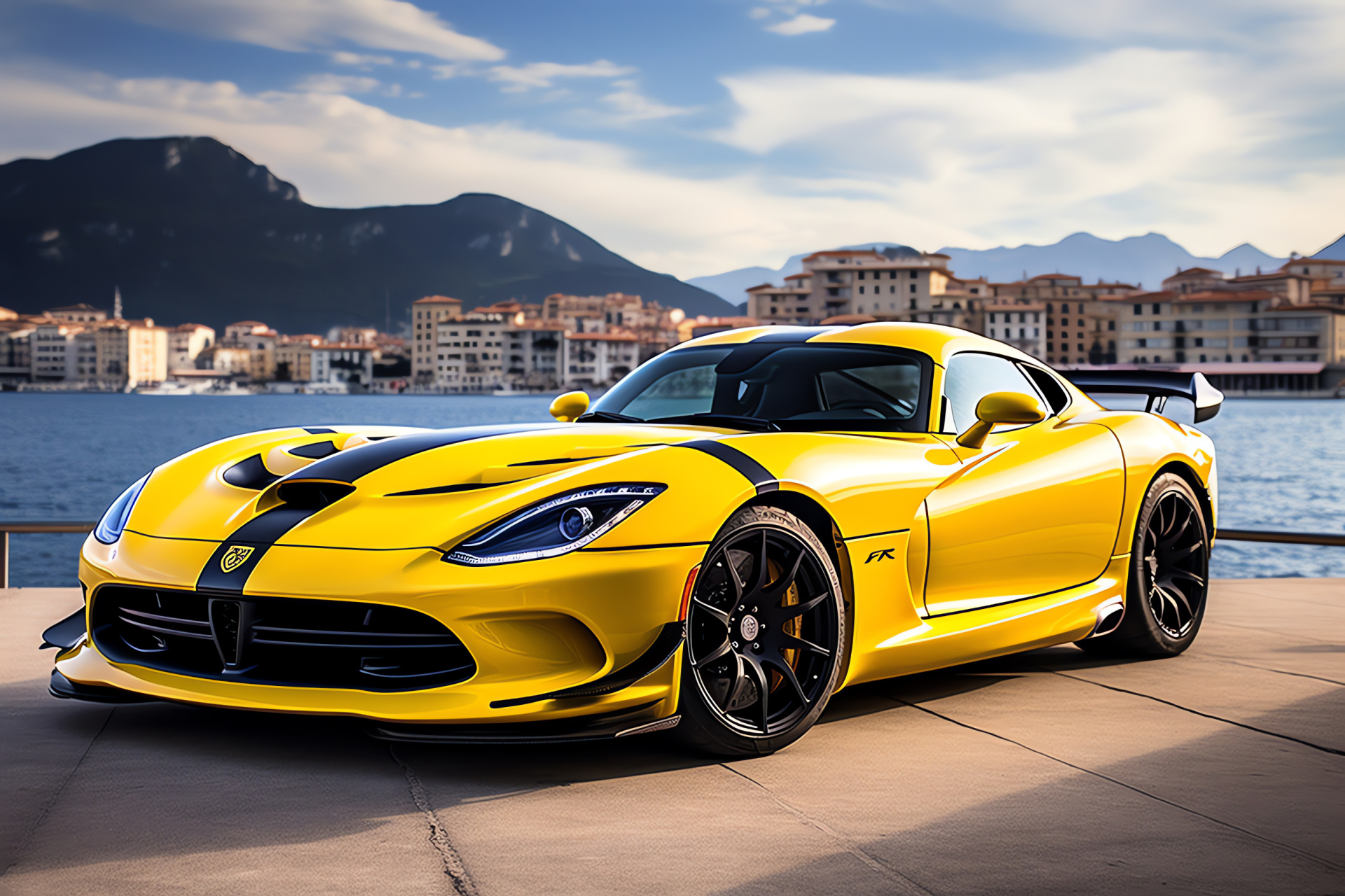 Viper Auto ACR-X, Amalfi Coast circuit, Italian coastline, performance vehicle, Mediterranean scene, HD Desktop Wallpaper