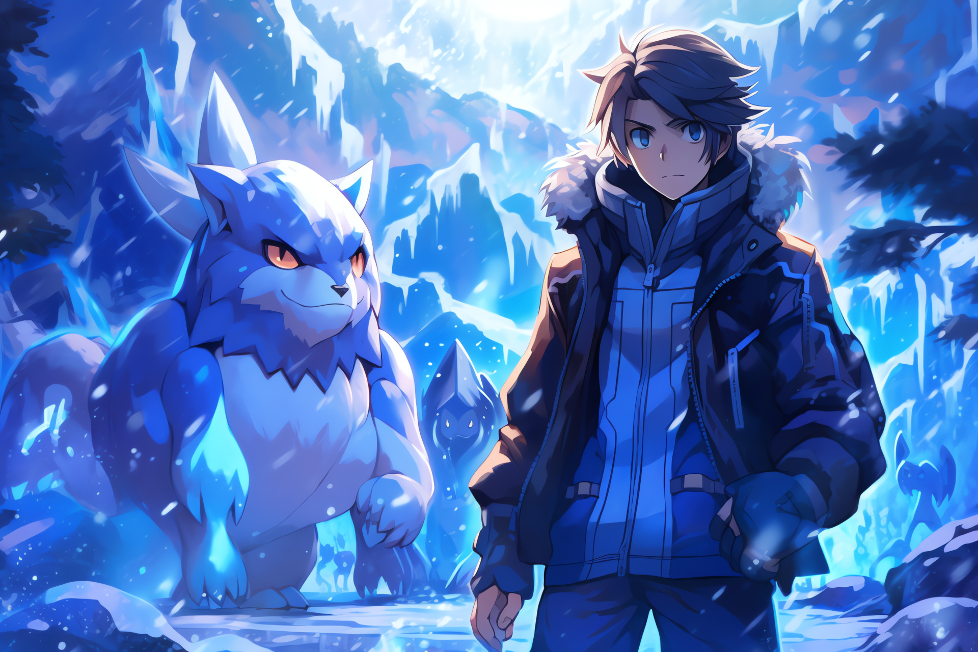 Pokemon White playthrough, Blizzard-struck Icirrus, Wild Beartic appearance, Trainer's quest, Icebound thrill, HD Desktop Wallpaper