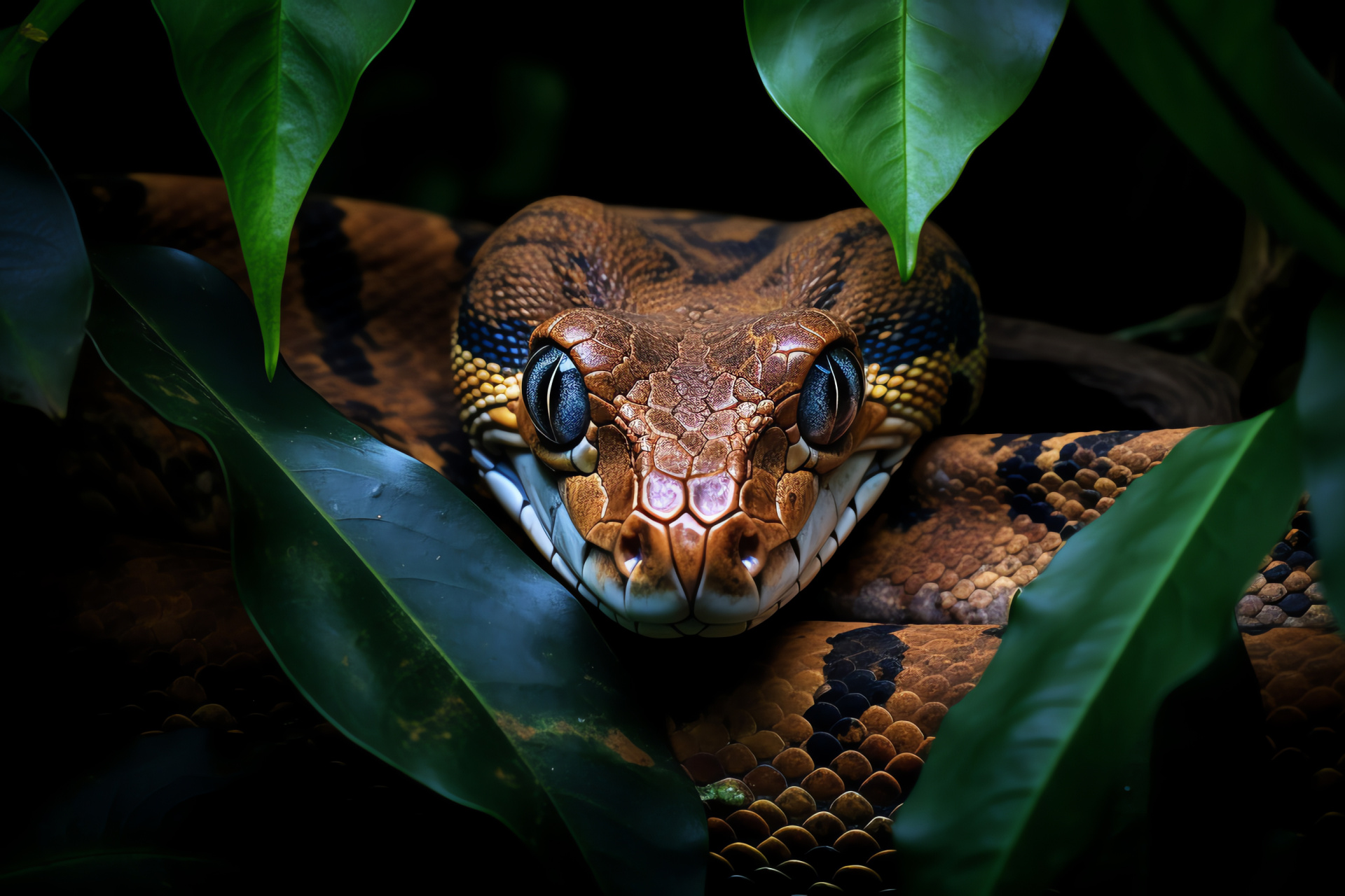 Boa constrictor reptile, Serpentine eyes, Snake in nature, Jungle predator, Constrictor in habitat, HD Desktop Wallpaper