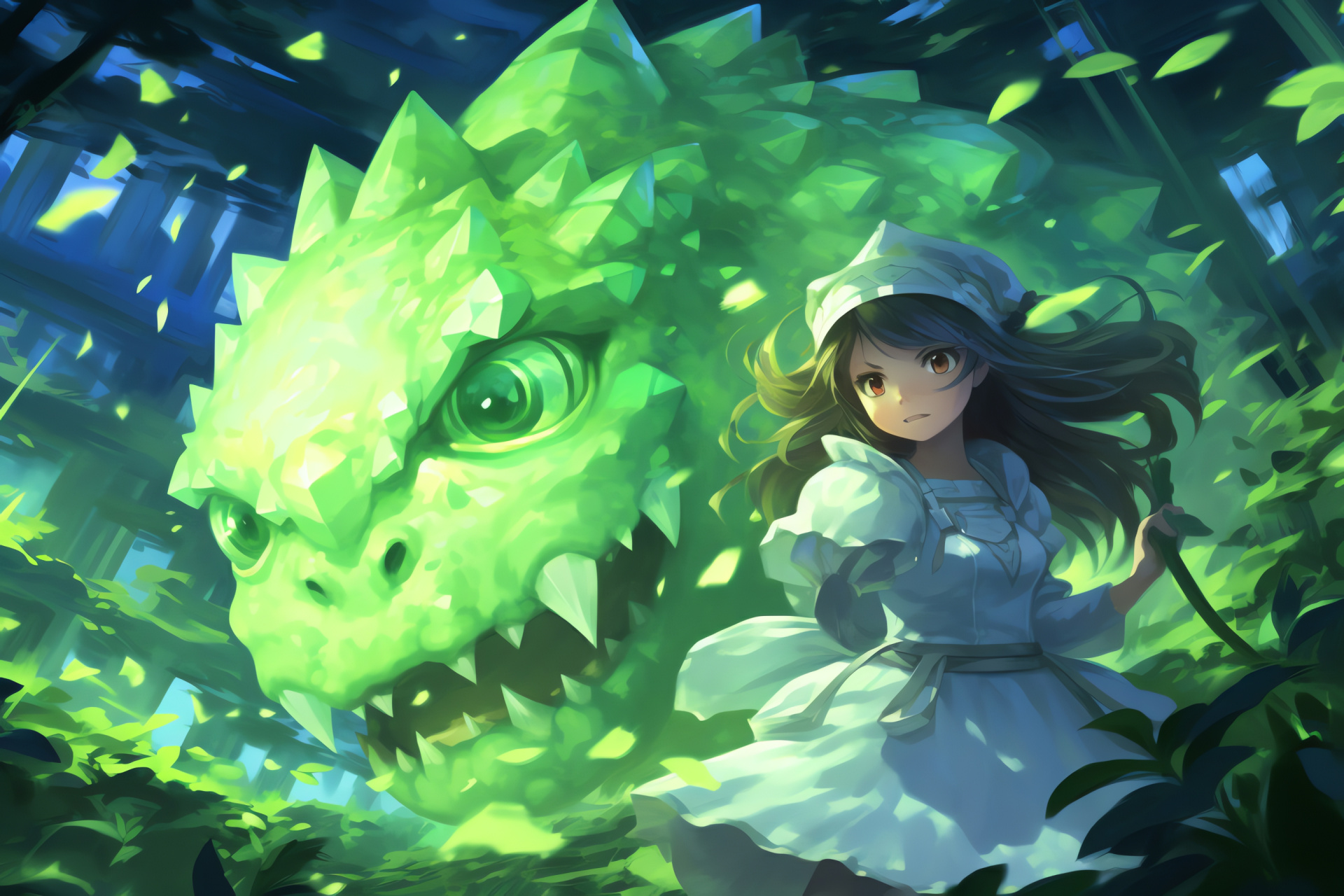 Pokemon character Erika, Venusaur's battle move, Photosynthetic energy burst, Verdant foliage display, Charged combat, HD Desktop Image