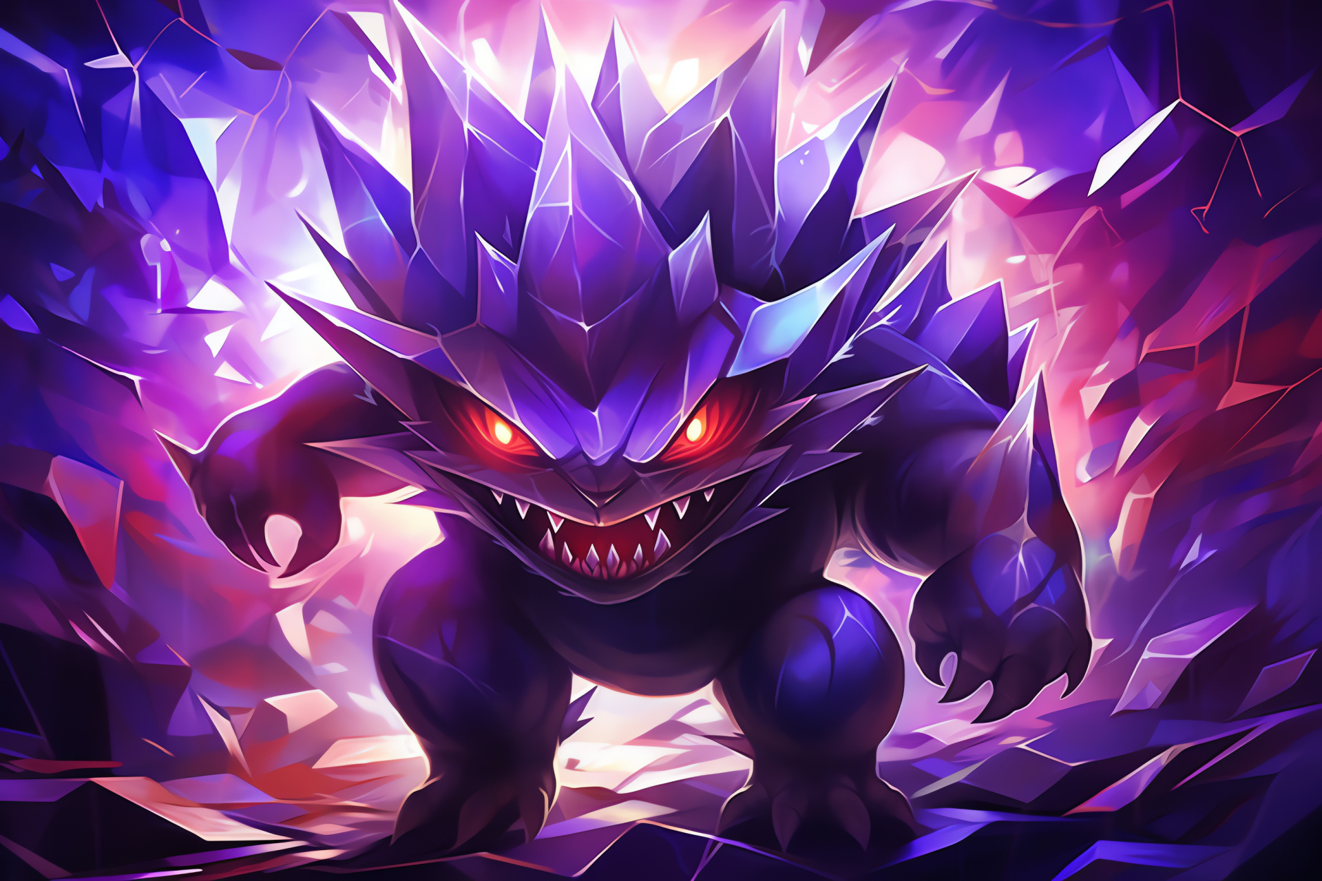 Gengar lurking, Shadow Pokemon, Ghostly presence, Haunting poison type, Gastly evolution, HD Desktop Wallpaper