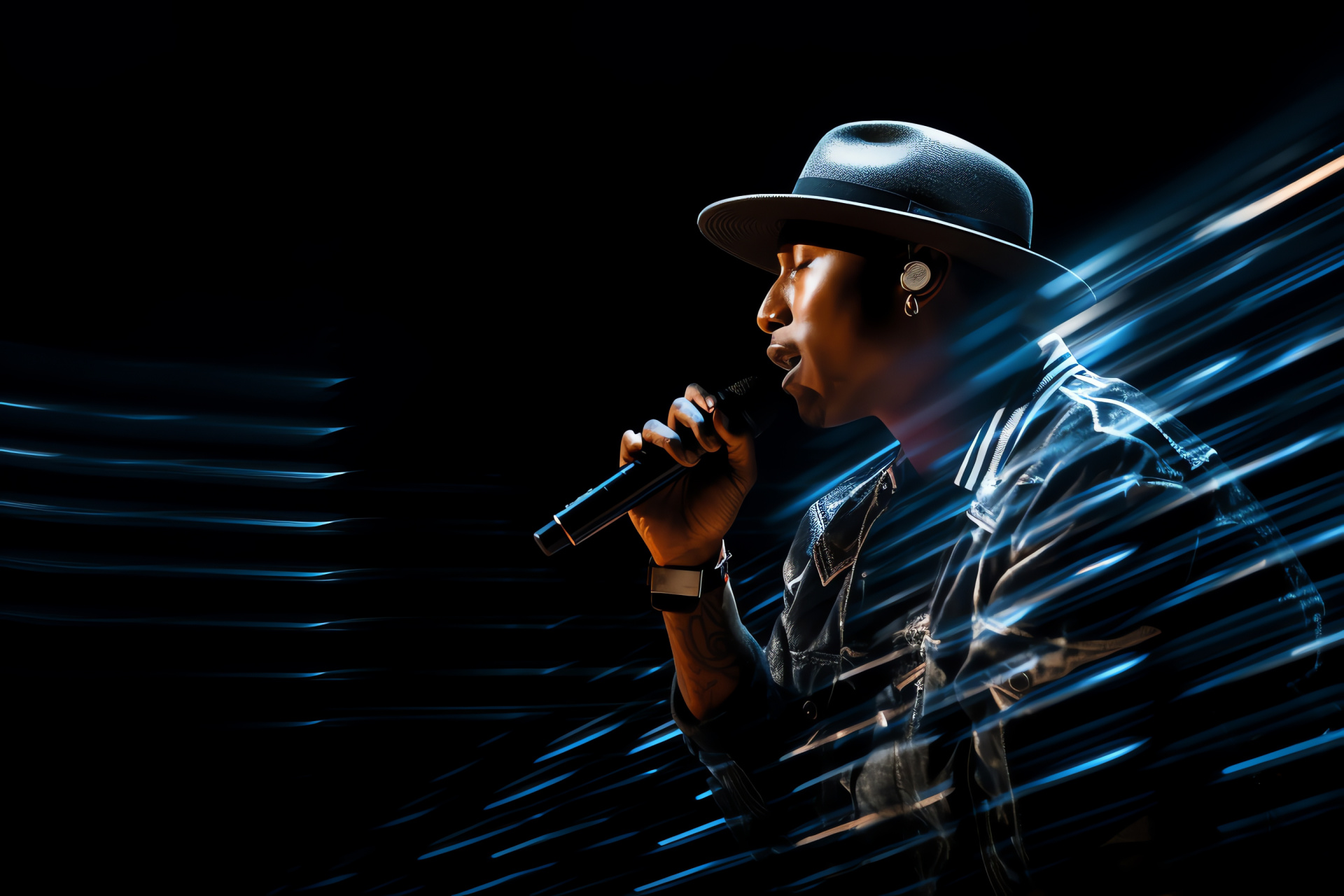 Pharrell Williams, Recording artist, Sound equipment, Visual pattern, Artistic expression, HD Desktop Wallpaper