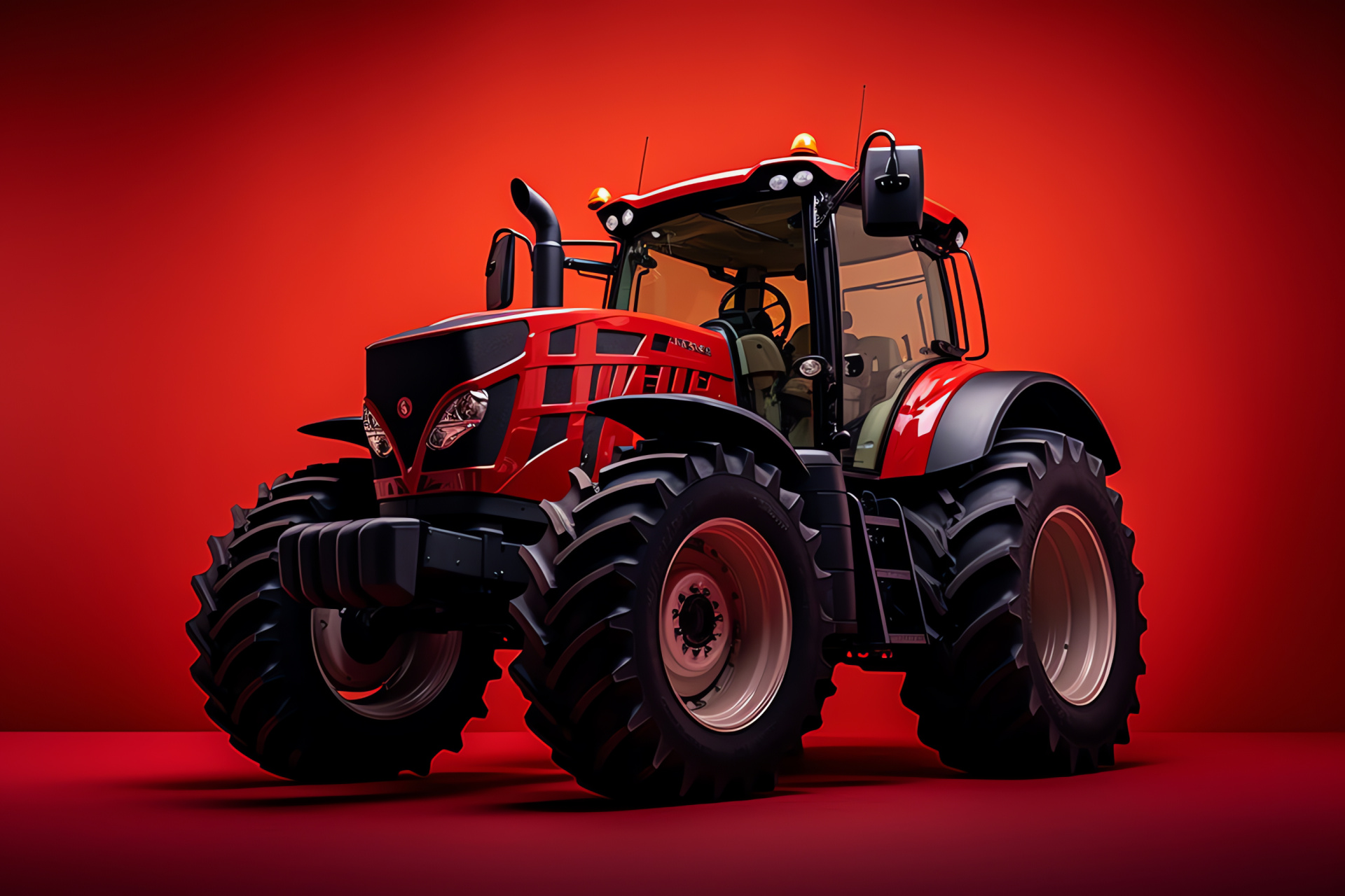 Kubota L series tractor, Farming tractor, Agriculture vehicle, Vibrant red finish, Monochrome setting, HD Desktop Wallpaper