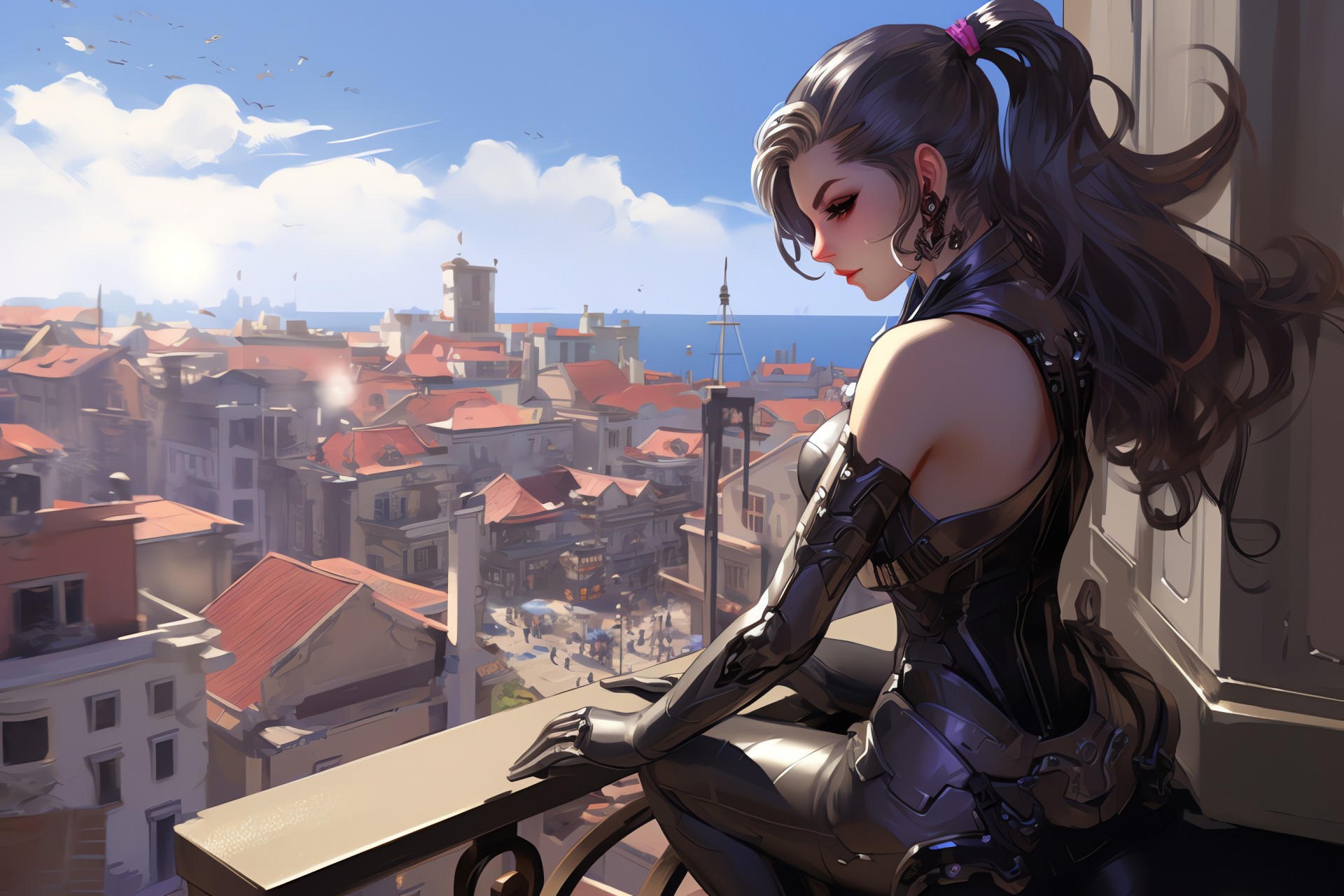 Widowmaker Overwatch, Italian Rialto district, Elevated vantage points, Waterway sniper, Gaming Venice, HD Desktop Image