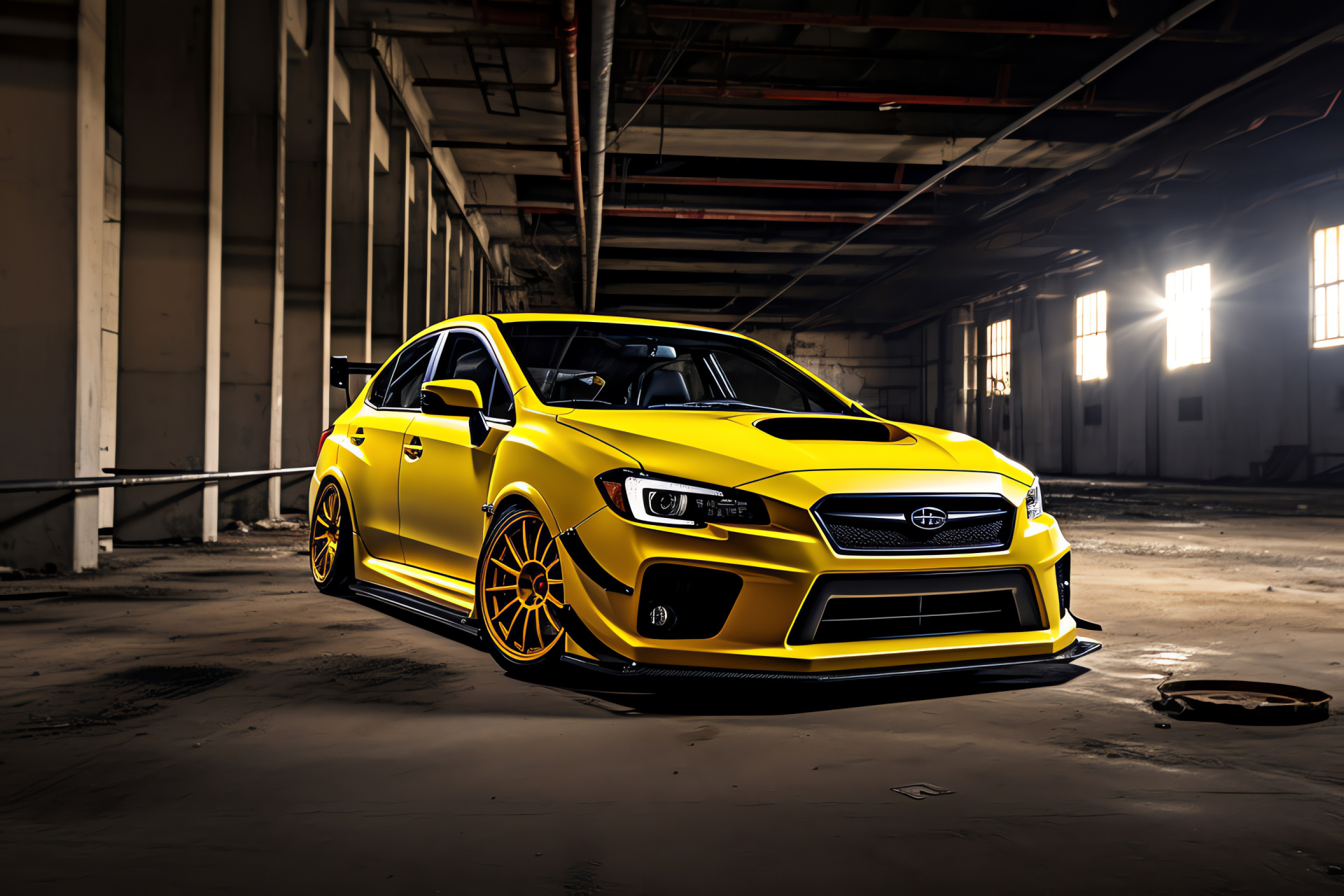 Subaru WRX STI stance, Sport sedan, High-performance tuning, Rally-inspired vehicle, Automobile enthusiast, HD Desktop Image