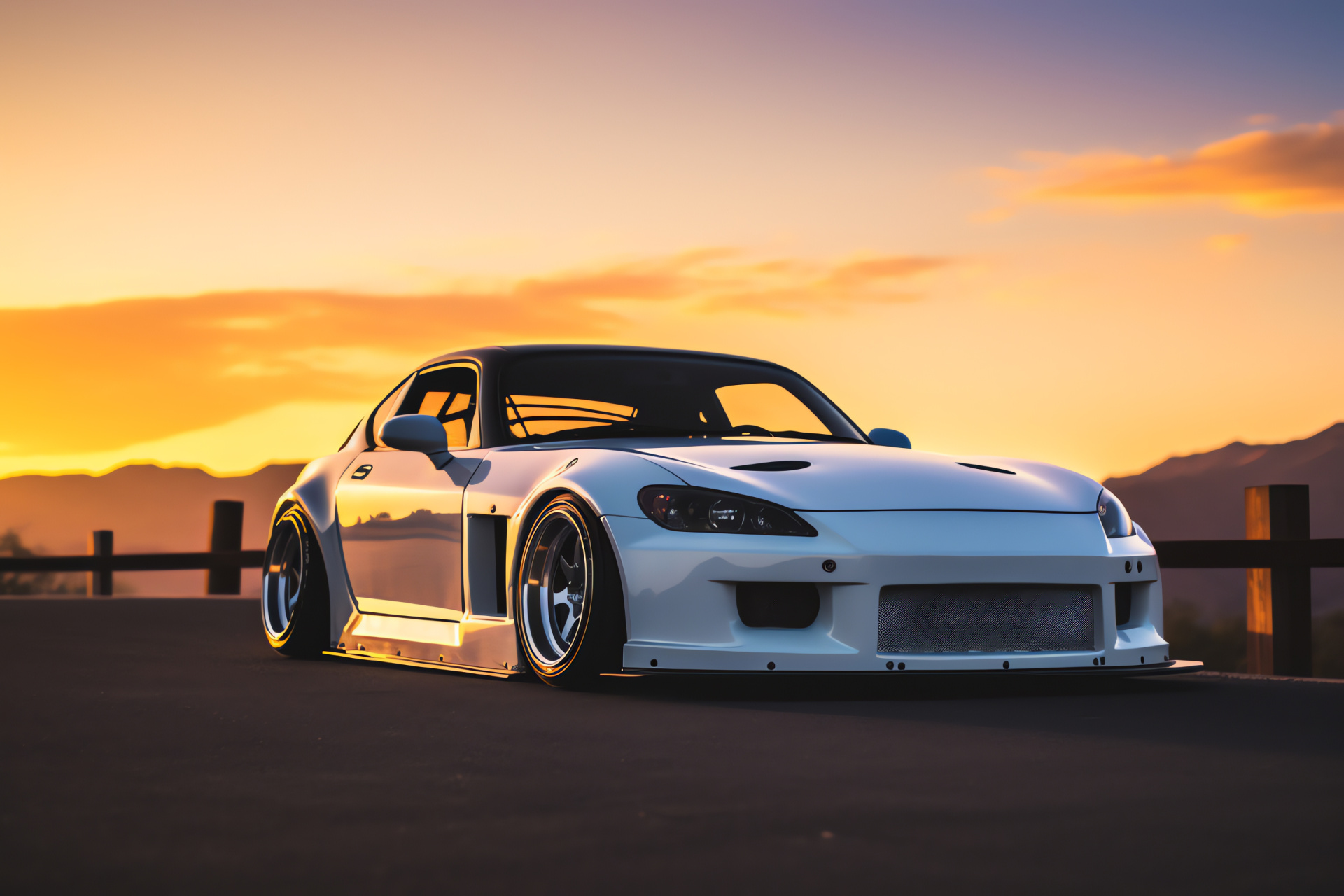 Rocket Bunny body, Honda S2000 convertible, California vibes, custom bodywork, widened stance, HD Desktop Wallpaper