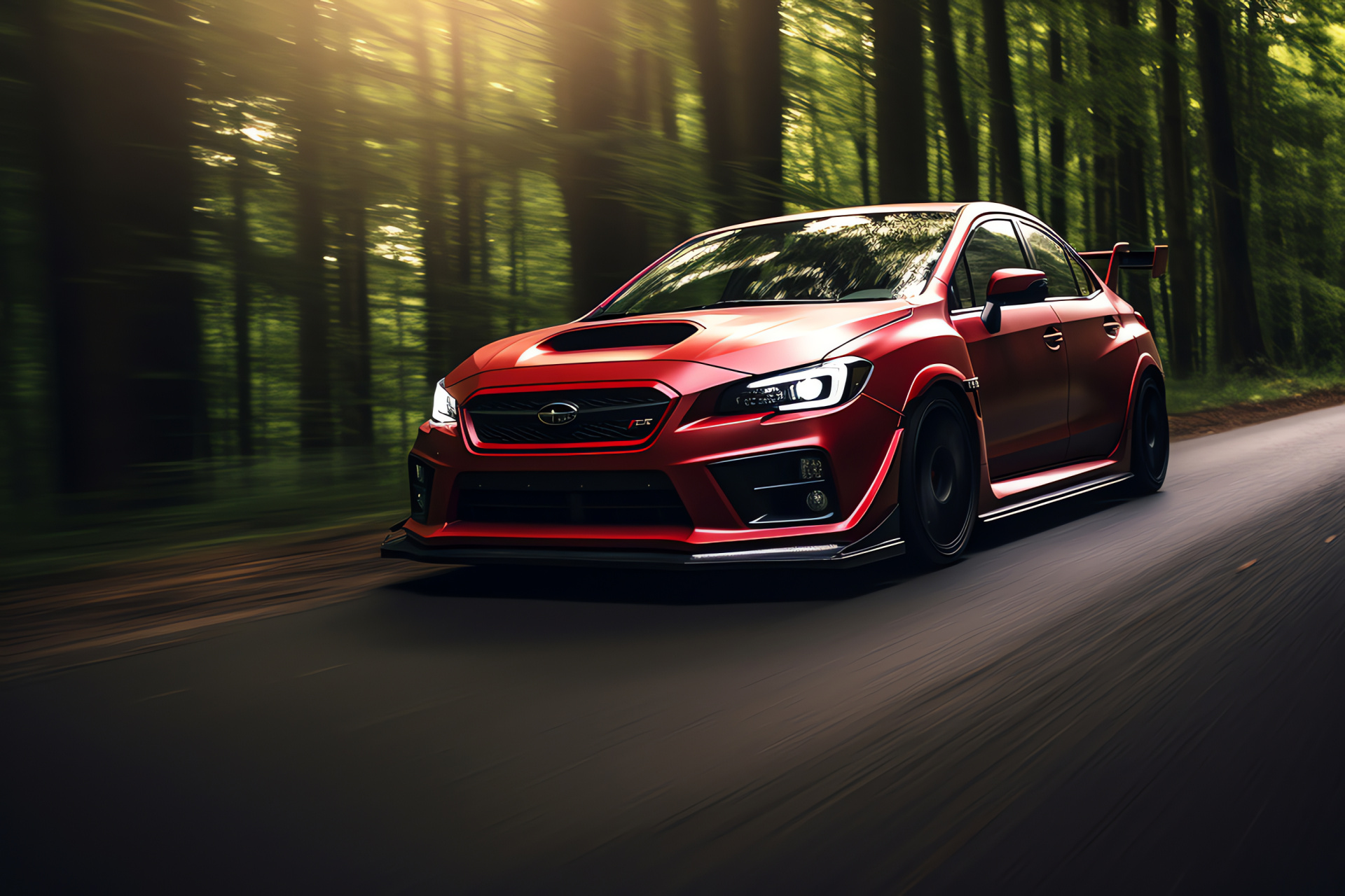 Subaru WRX STI Type RA, racing circuit, red sports car, high-performance details, motorsport culture, HD Desktop Image