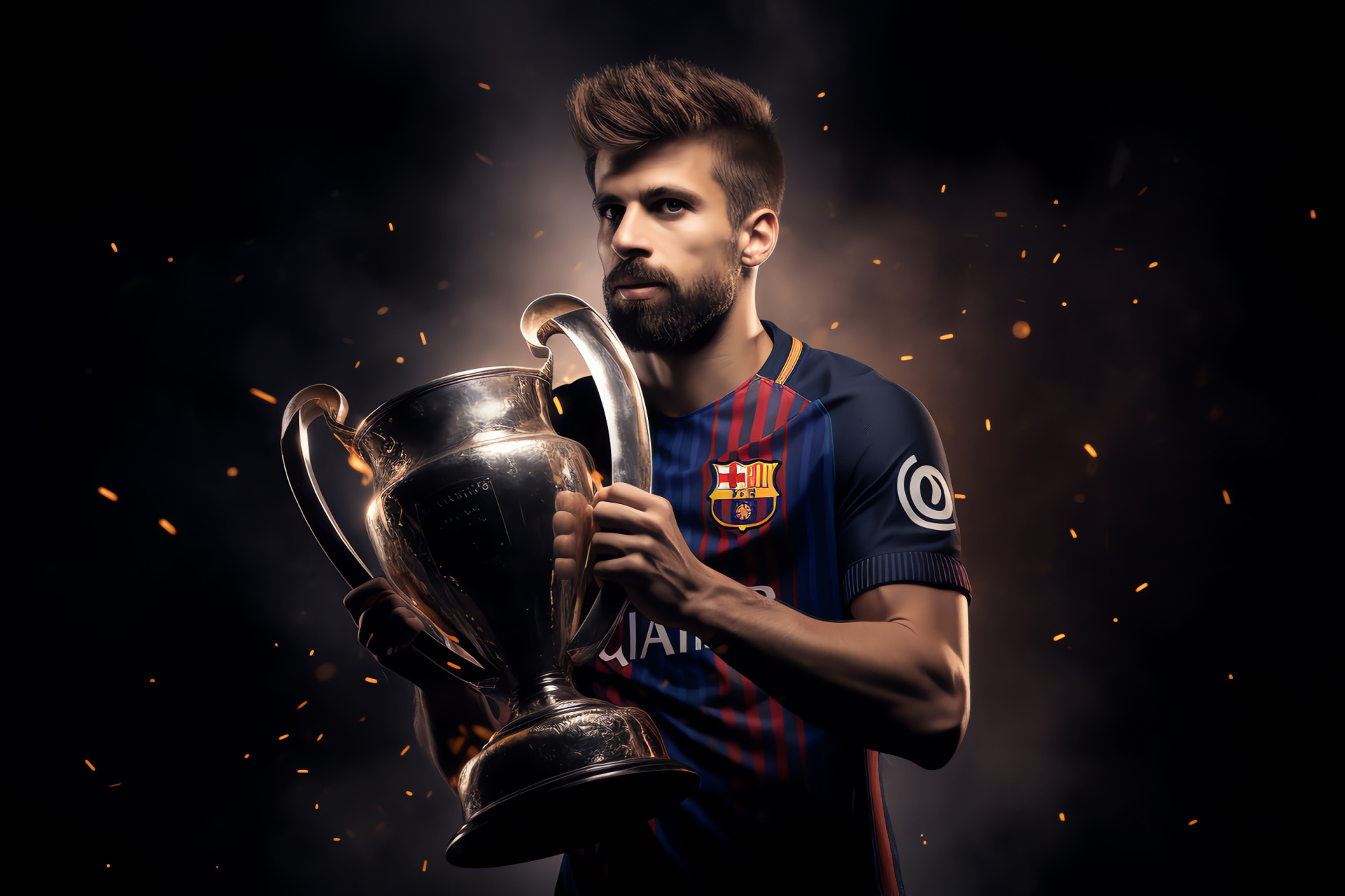 Gerard Piqu, Professional footballer, FC Barcelona star, Focused athlete, Facial hair, HD Desktop Image